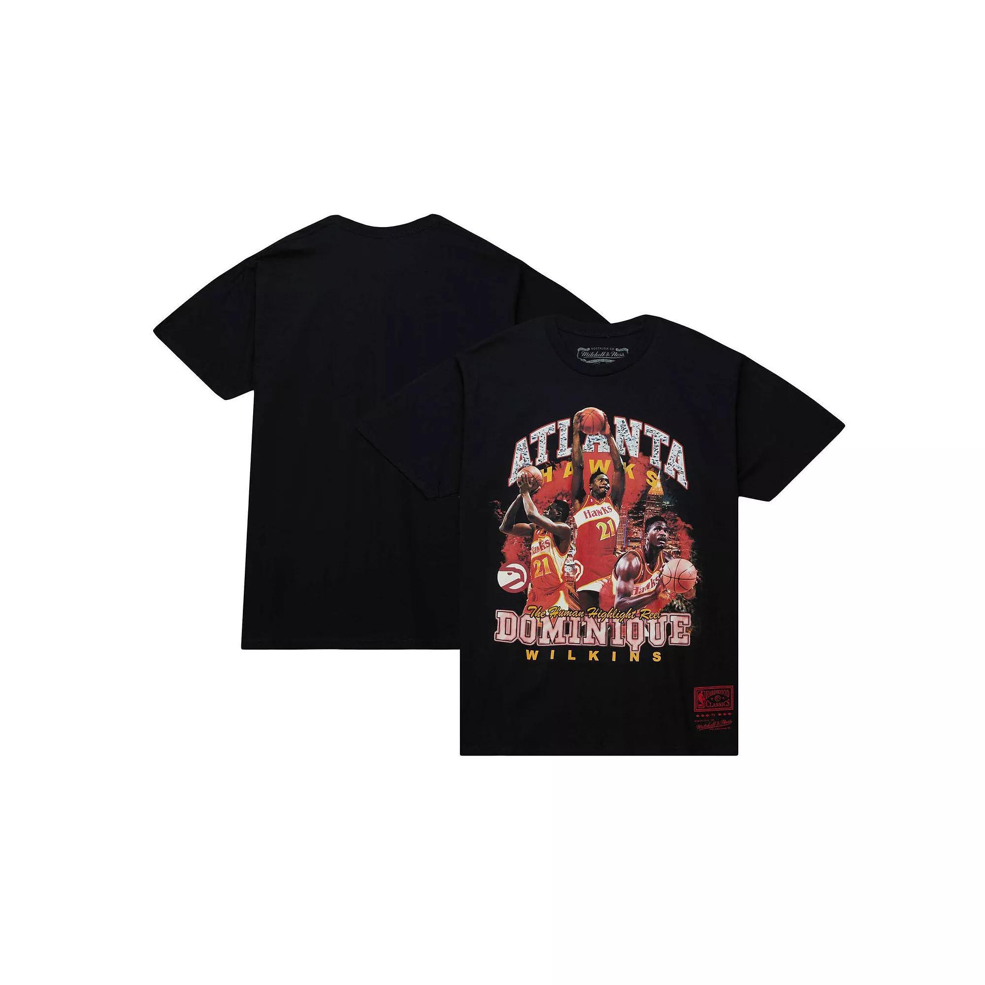 Men's Mitchell & Ness Dominique Wilkins Black Atlanta Hawks Hardwood Classics Bling Concert Player T-Shirt, Size: Small Product Image