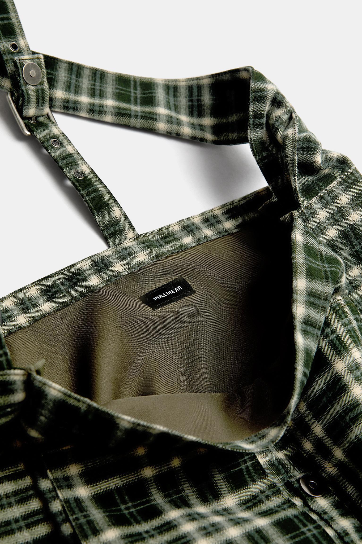 Check crossbody bag with buckle Product Image