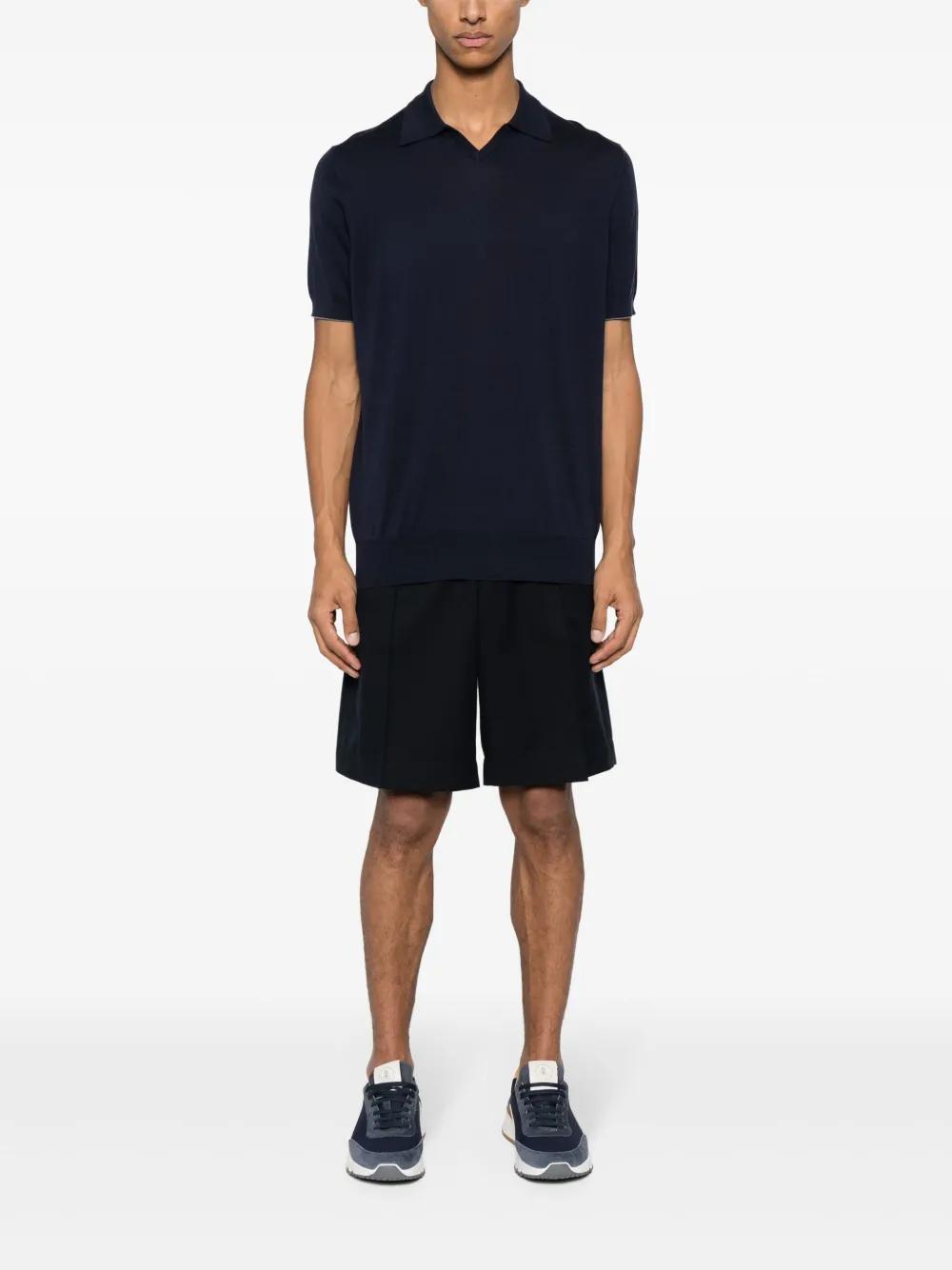 BRUNELLO CUCINELLI Short-sleeve Cotton Polo Shirt In Blue Product Image