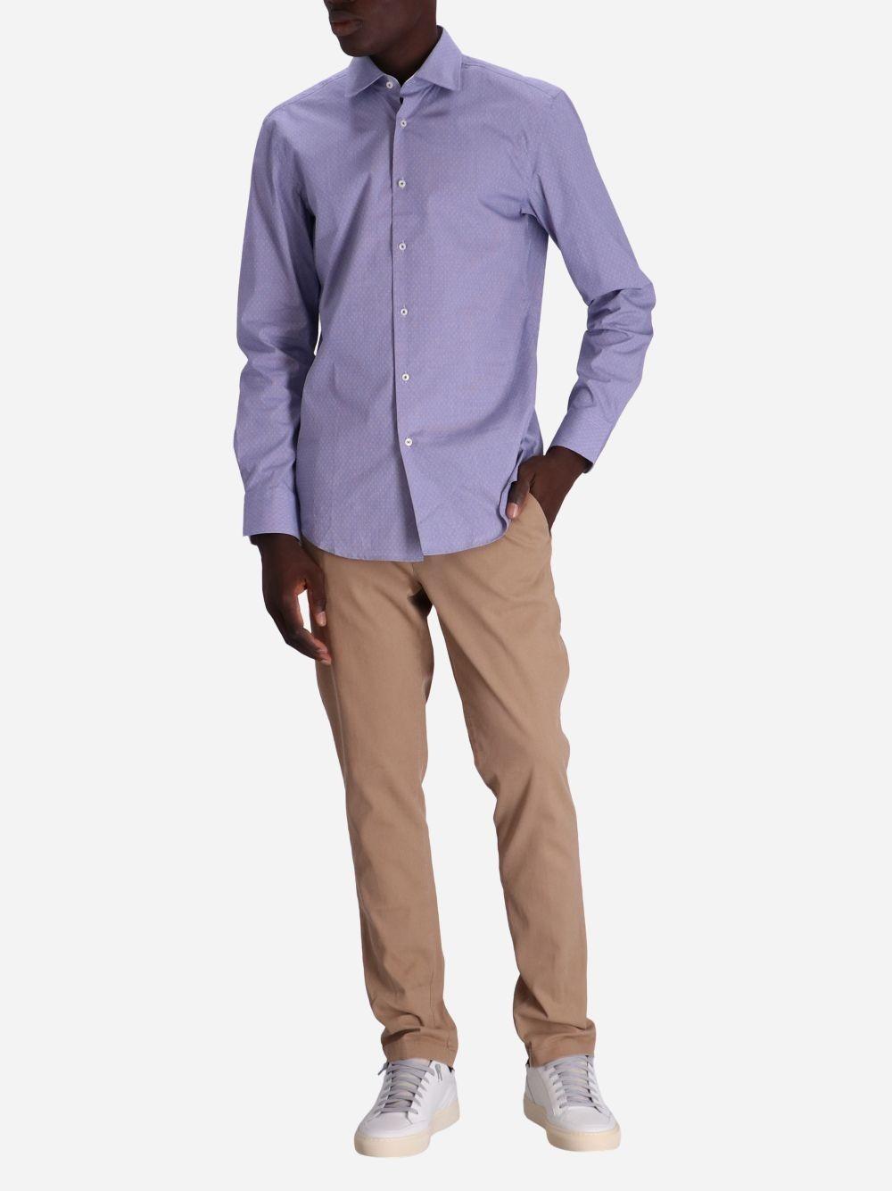 HUGO BOSS Abstract-print Stretch-cotton Shirt In Blue Product Image