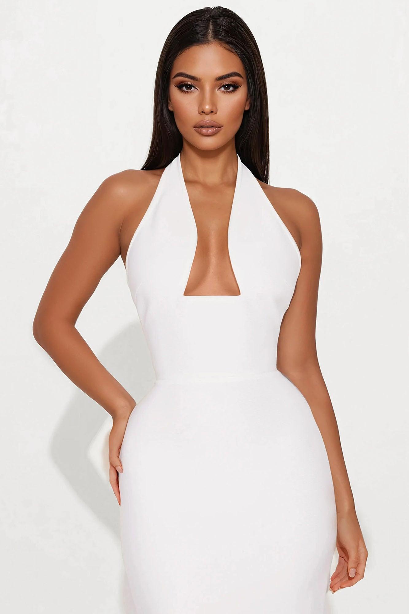 Genesis Halter Bandage Maxi Dress - White Product Image
