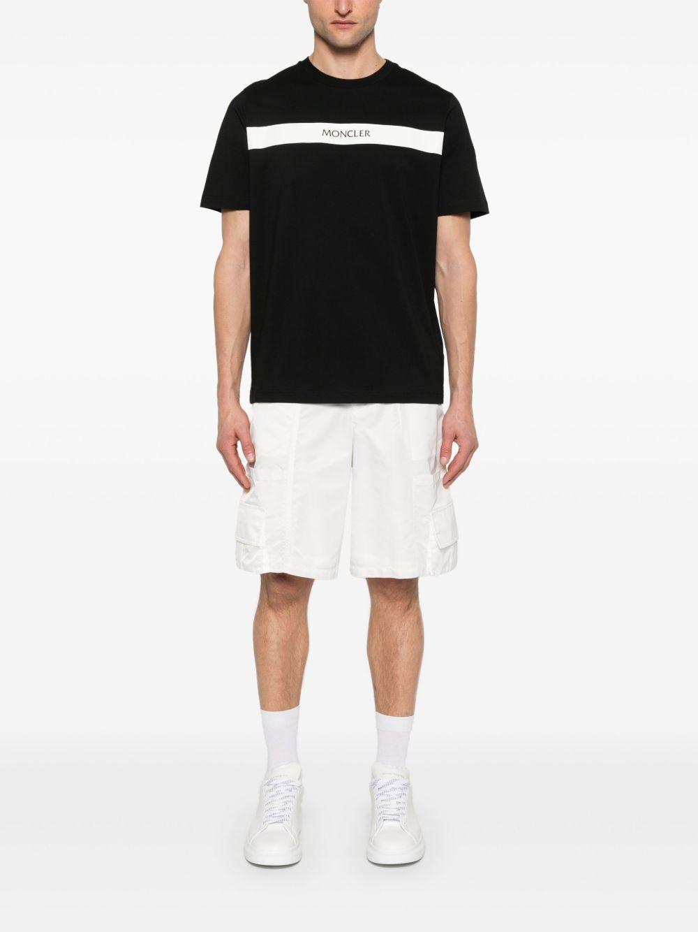MONCLER Men's Cotton T-shirt With Rubberised Logo In Black Product Image