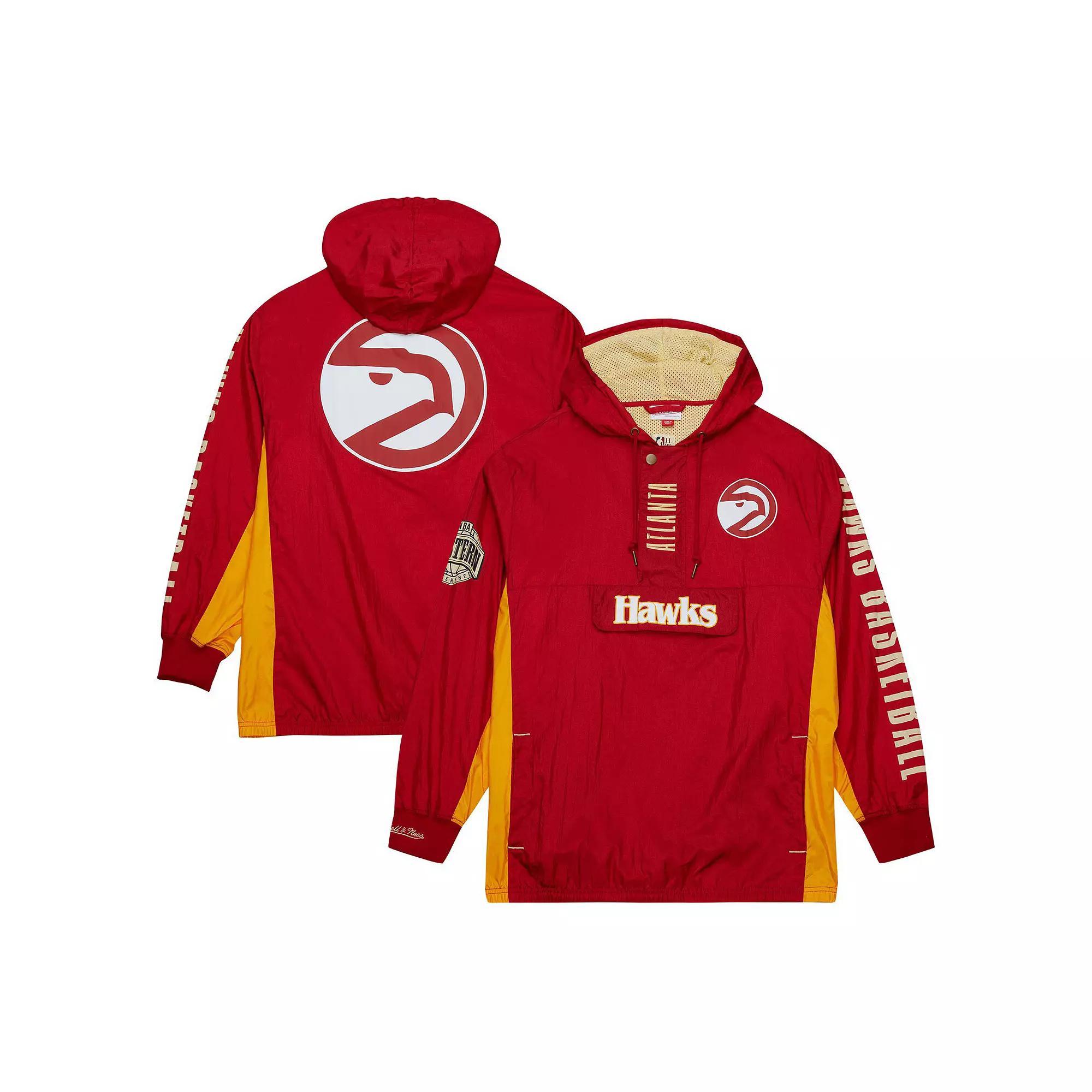 Men's Mitchell & Ness Red Atlanta Hawks  Team OG 2.0 Vintage Logo Anorak Windbreaker Quarter-Zip Jacket, Size: Large Product Image