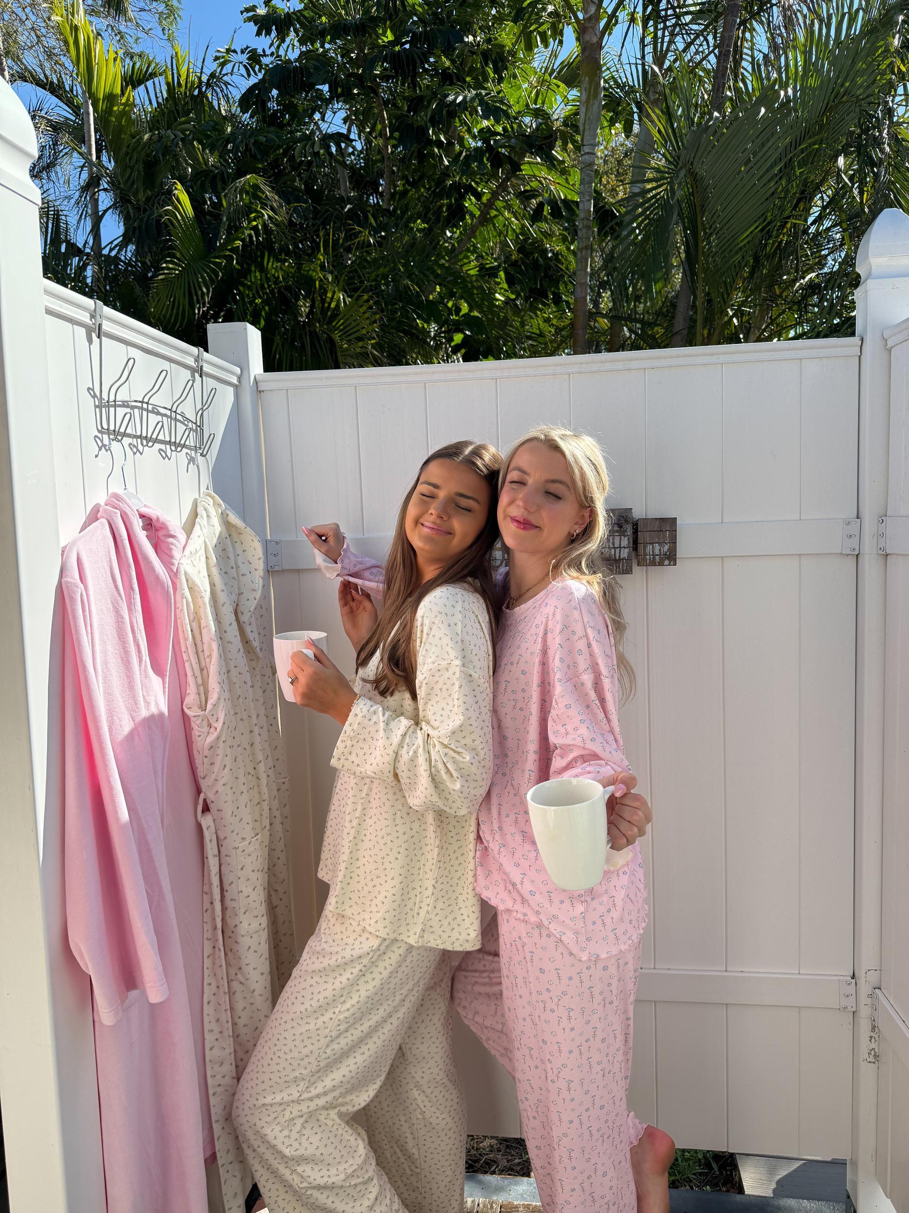Pale Floral Long Sleeve Pajama Top Product Image