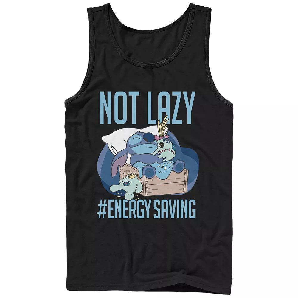 Disney's Lilo & Stitch Men's Not Lazy Energy Saving Graphic Tank Top, Size: XL, Black Product Image