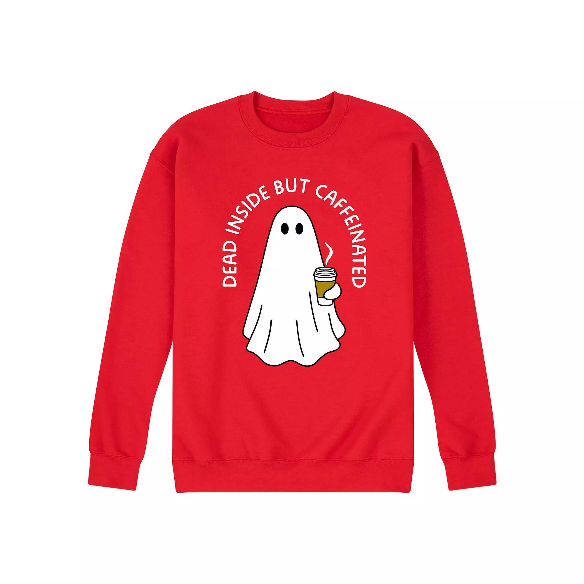 Mens Dead Inside Caffeinated Ghost Fleece Sweatshirt Product Image