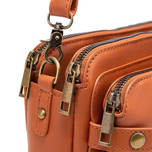 Crossbody Leather Shoulder Bag and Clutch with Stainless Steel Card Wallet Product Image