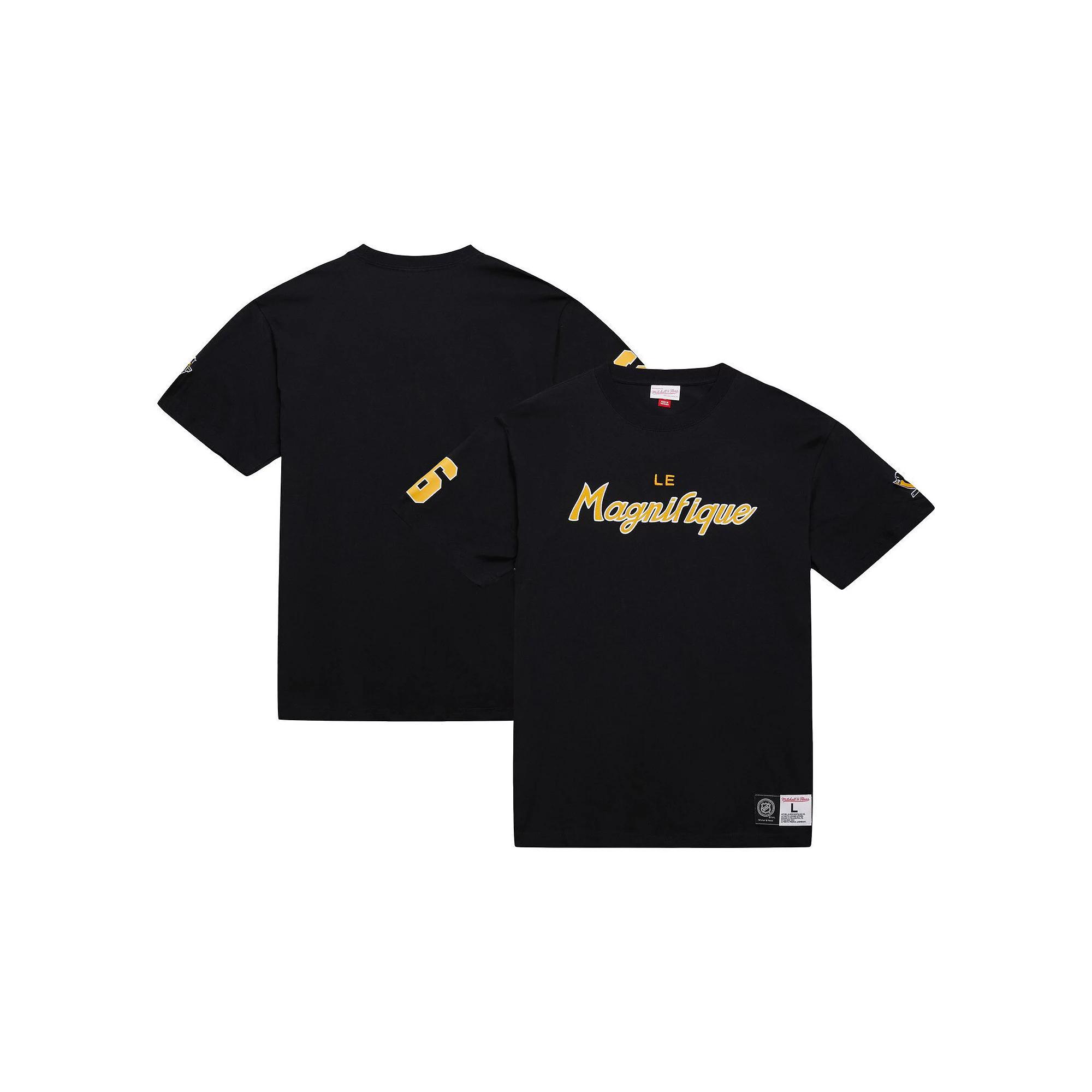 Men's Mitchell & Ness Mario Lemieux Black Pittsburgh Penguins Premium Nickname Vintage Logo T-Shirt, Size: XL Product Image