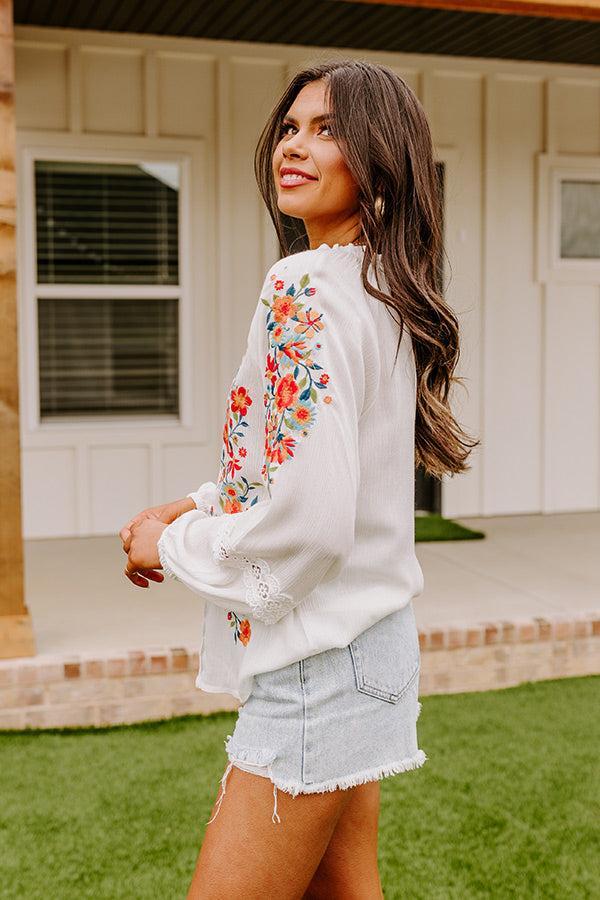 Dune Dreaming Embroidered Top In White Product Image
