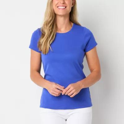 St. John's Bay Womens Crew Neck Short Sleeve T-Shirt Product Image