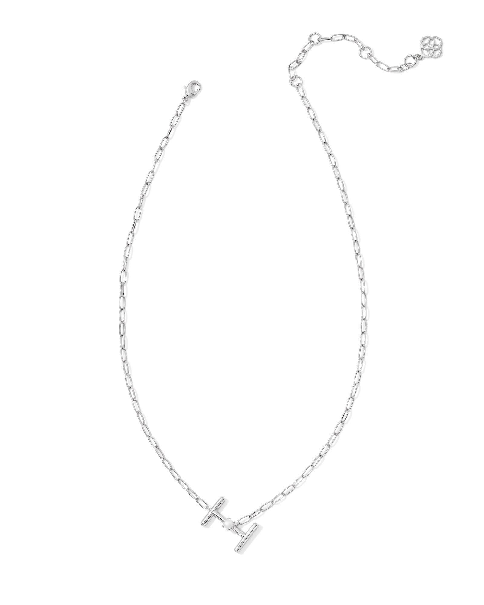 Pearl Silver Letter X Short Pendant Necklace in Freshwater Cultured Pearl Product Image