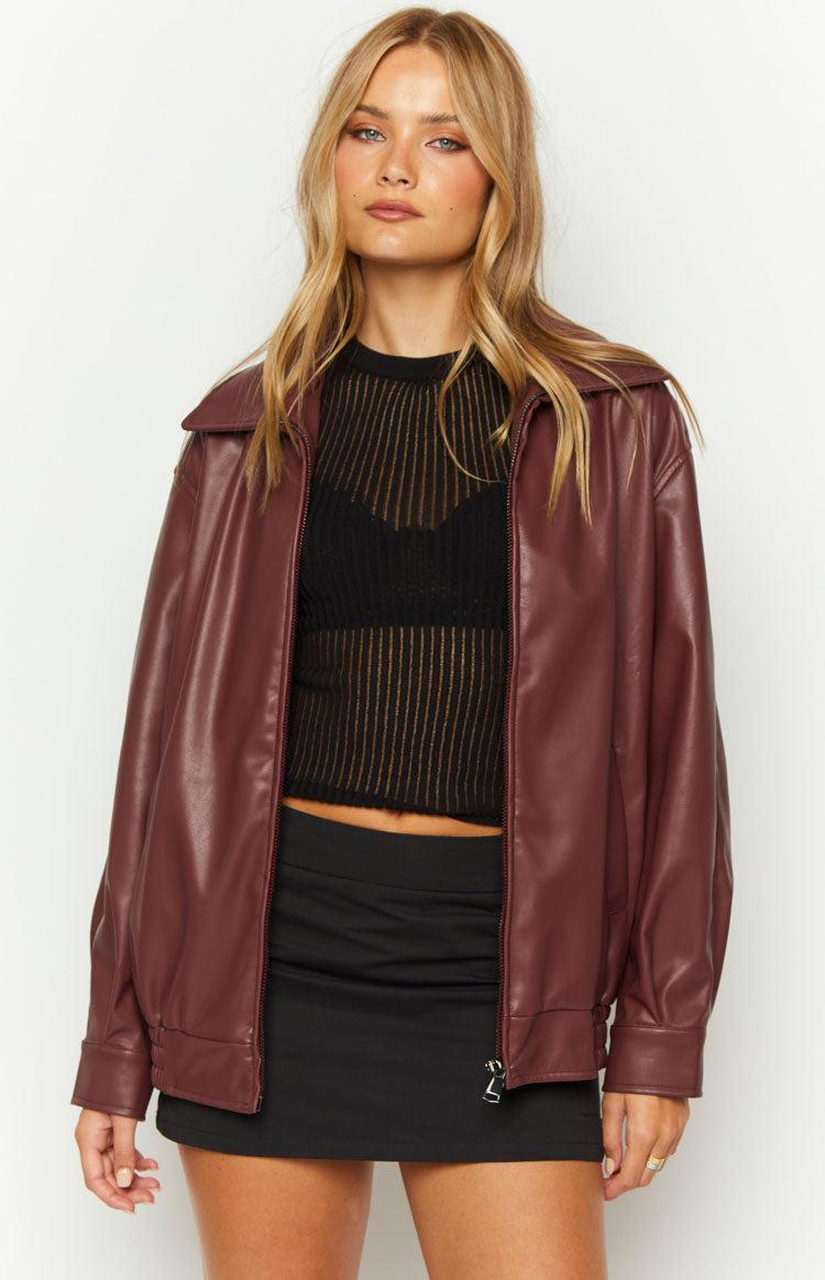 Abbi PU Red Bomber Jacket Girls Product Image
