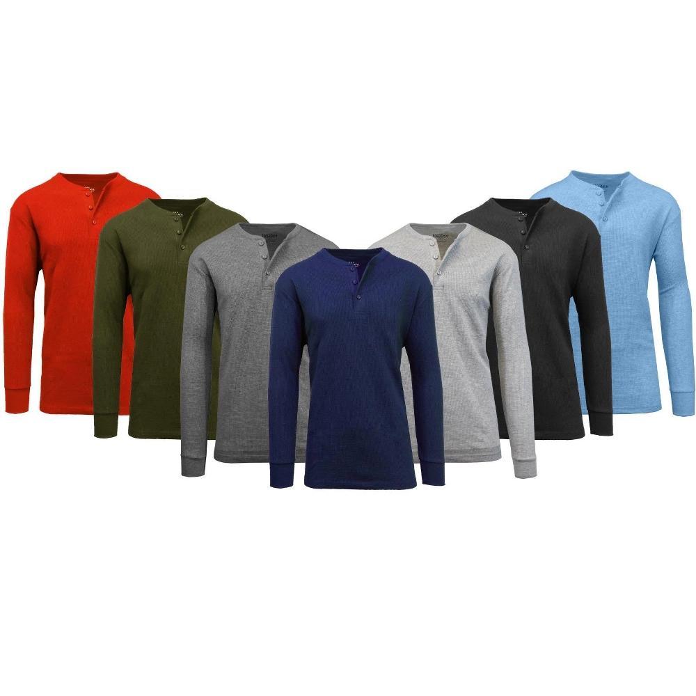 Galaxy By Harvic Men's Waffle-Knit Thermal Henleys Product Image