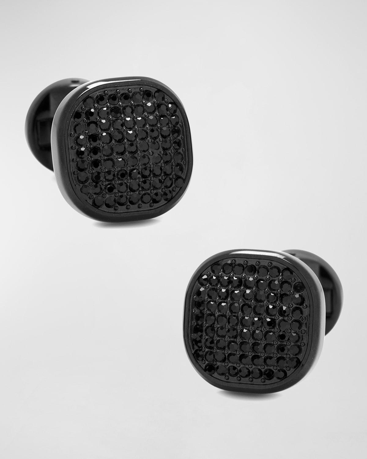 Black Stainless Steel Black Pave Crystal Cufflinks Product Image