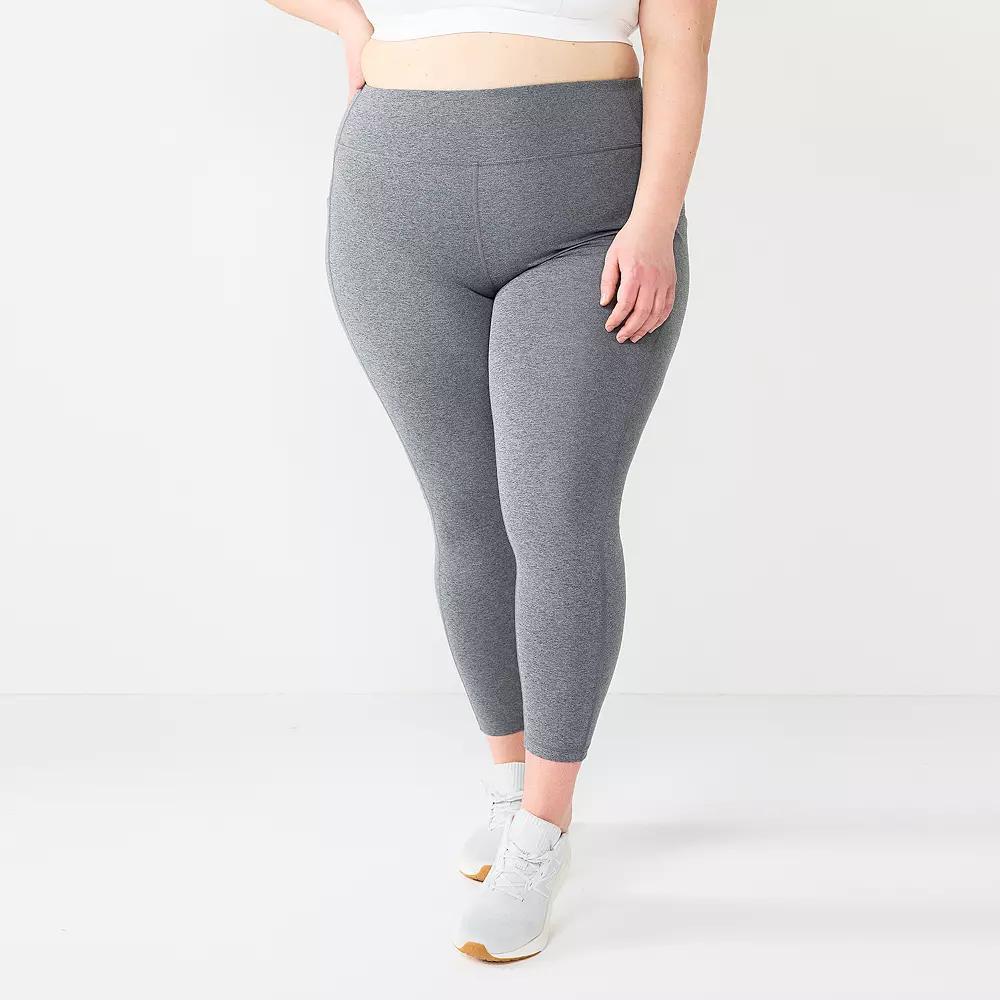 Plus Size Tek Gear® Ultrastretch High-Waisted Side Pocket 7/8 Leggings, Women's, Size: 3XL, Mineral Black Product Image