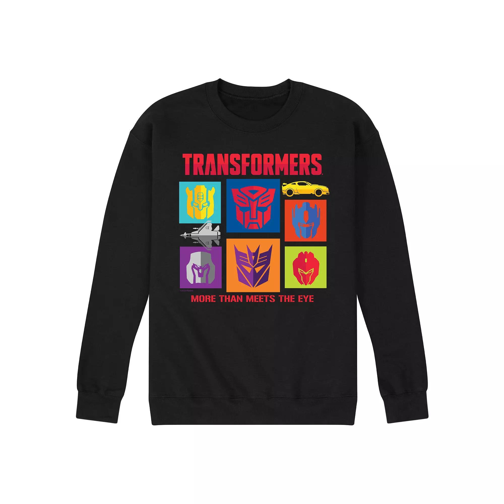 Mens Transformers Character Grid Fleece Sweatshirt Blue Product Image