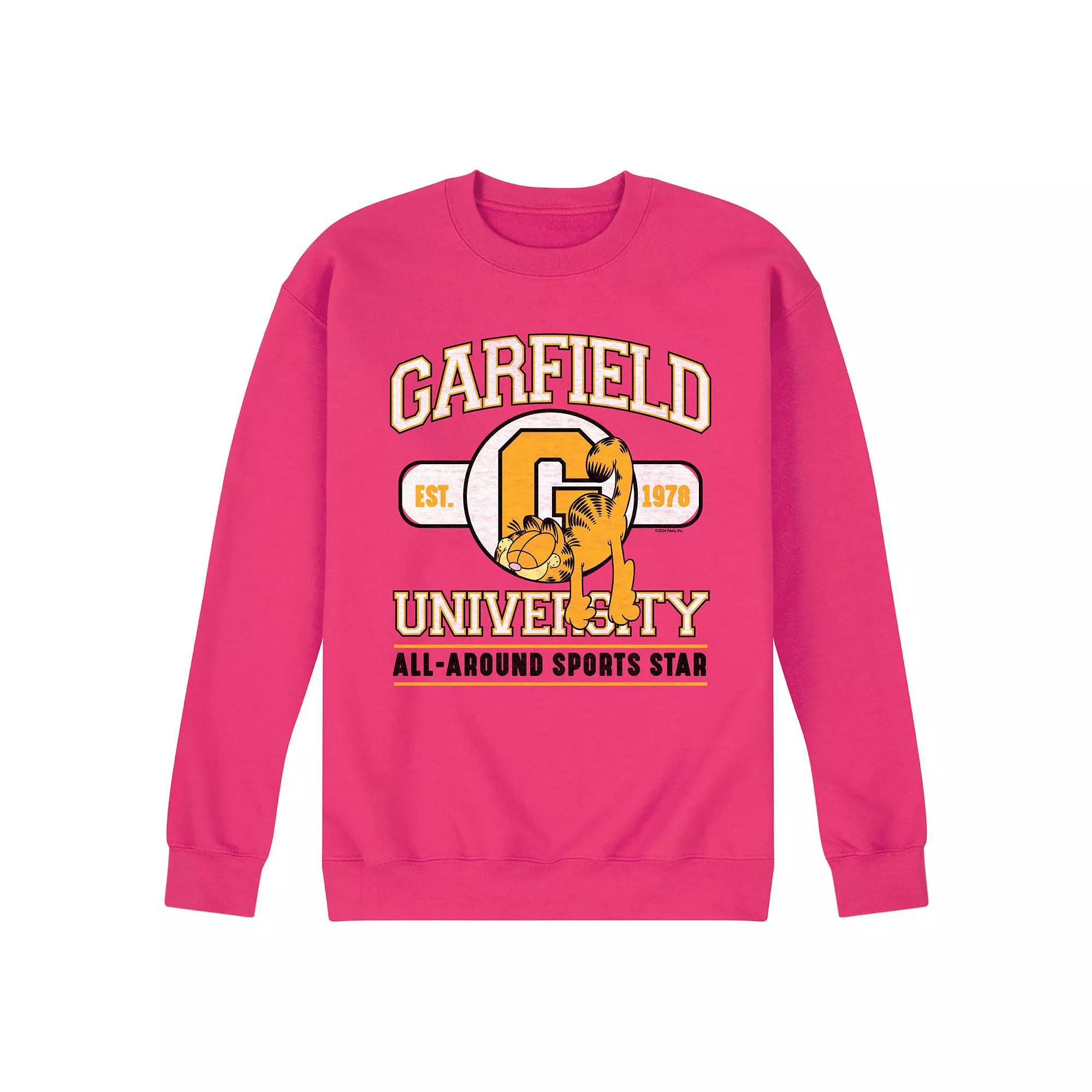 Mens Garfield University Sports Star Fleece Sweatshirt Pink Product Image