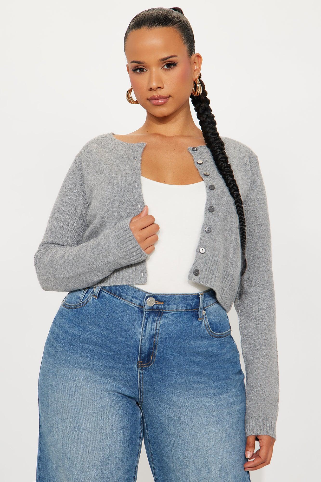 Sweet Sensation Cropped Cardigan - Grey Product Image