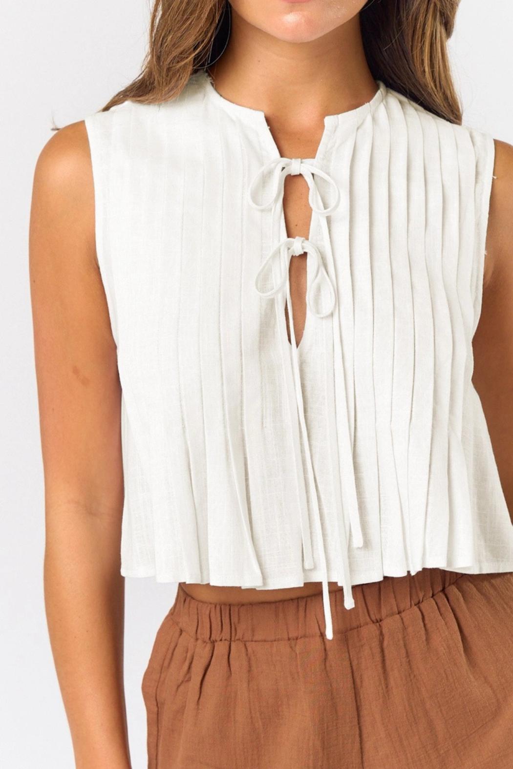 Tie Front Pleated Top Product Image