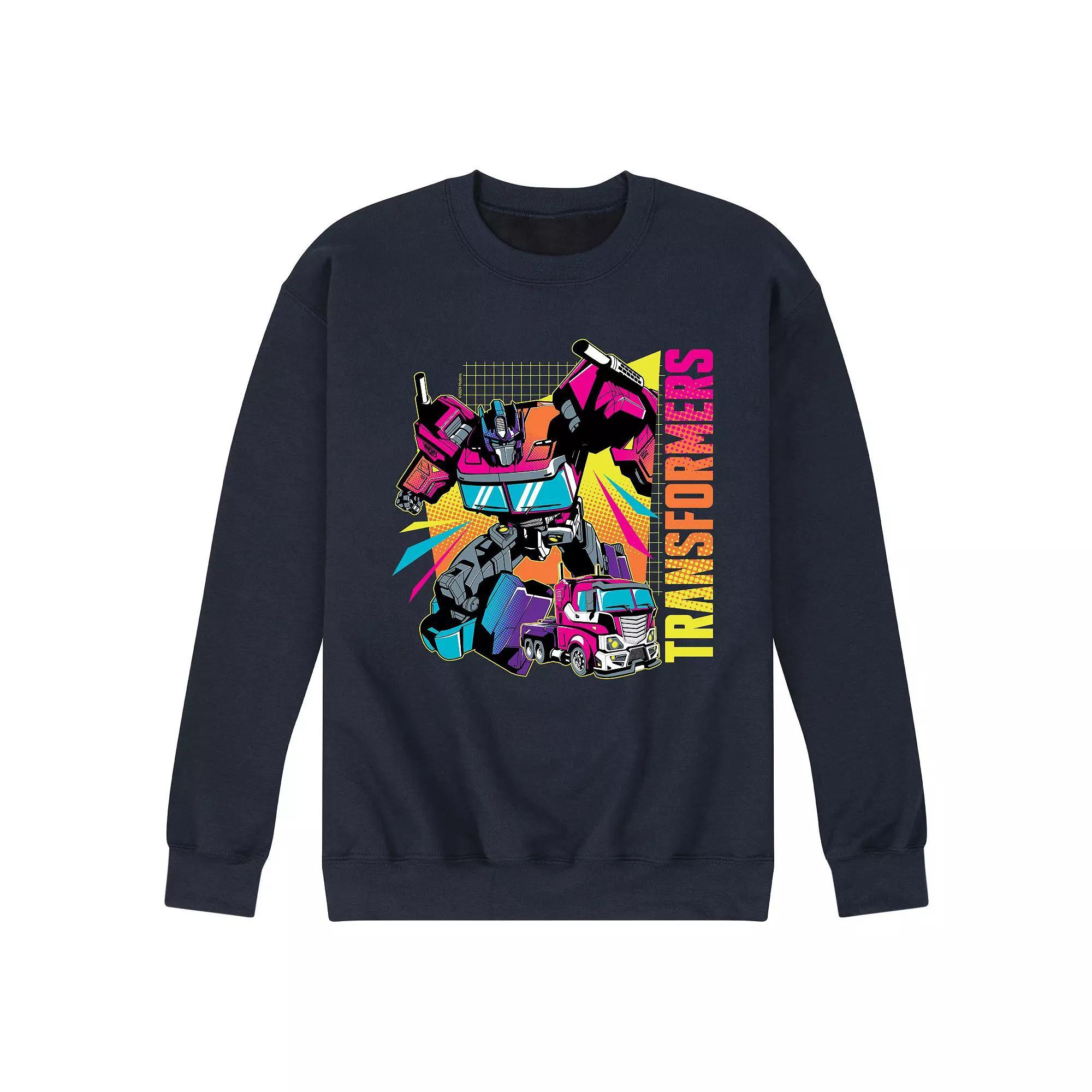 Mens Transformers Neon Halftones Fleece Sweatshirt Blue Product Image