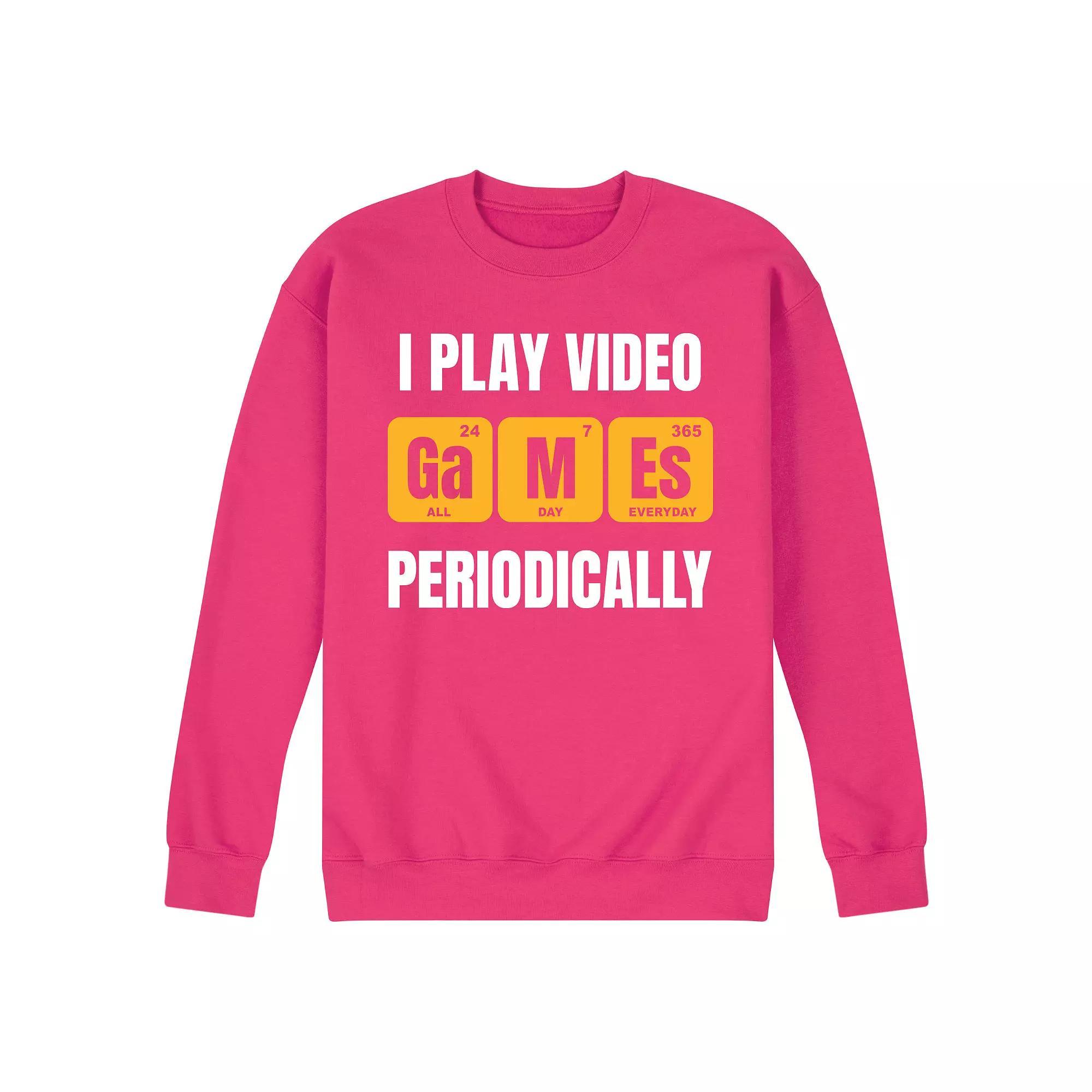 Mens I Play Video Games Periodically Fleece Sweatshirt Pink Product Image