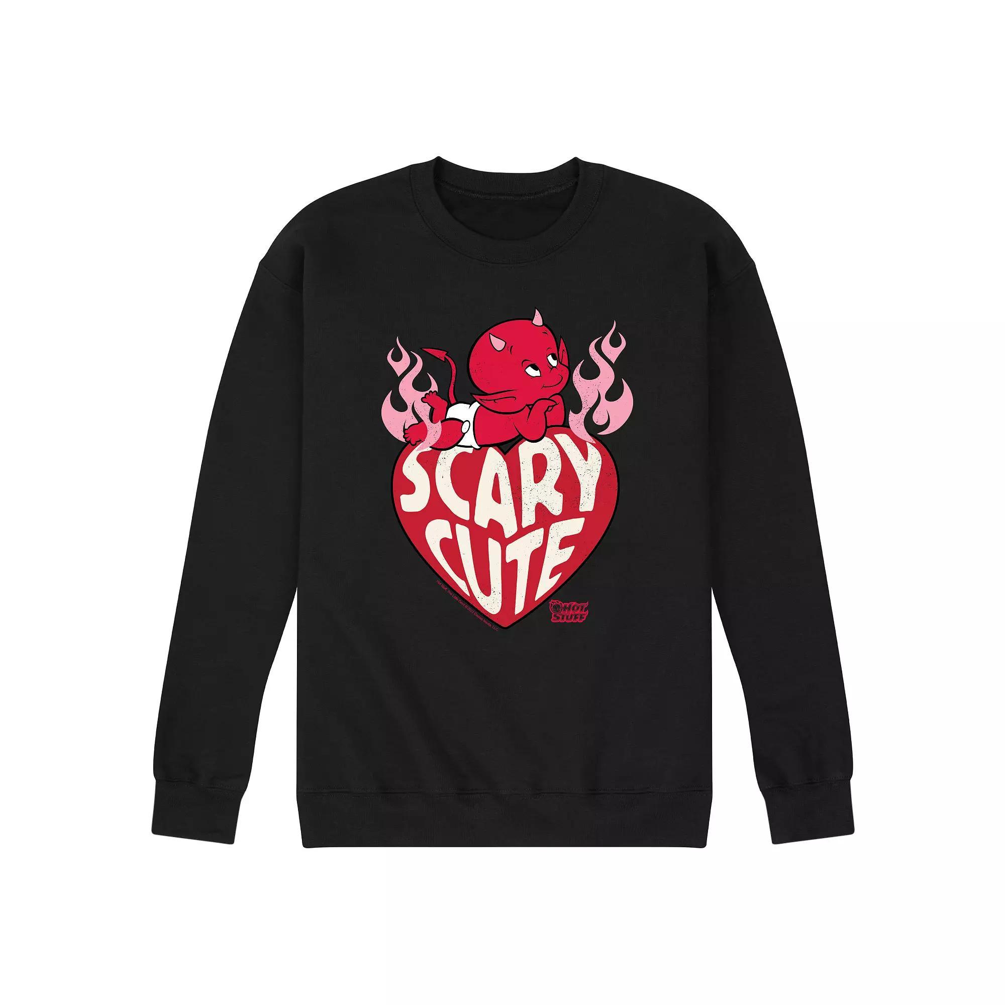 Mens Hot Stuff Little Devil Scary Cute Fleece Sweatshirt Athletic Grey Product Image