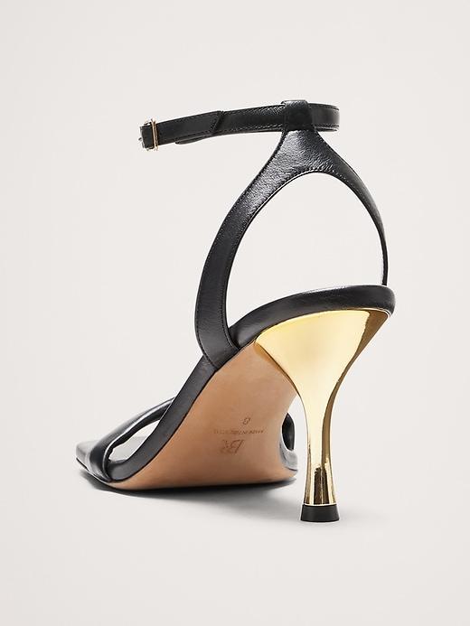 Italian Metallic-Leather Flare-Heel Sandal Product Image