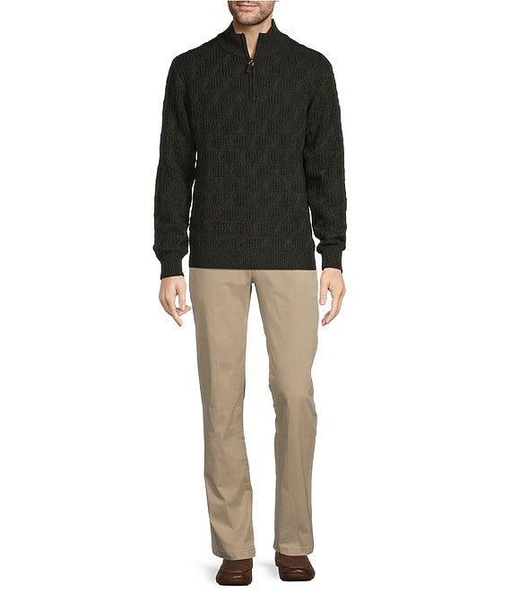 Roundtree & Yorke Long Sleeve Textured Cable Knit Solid Quarter-Zip Sweater Product Image