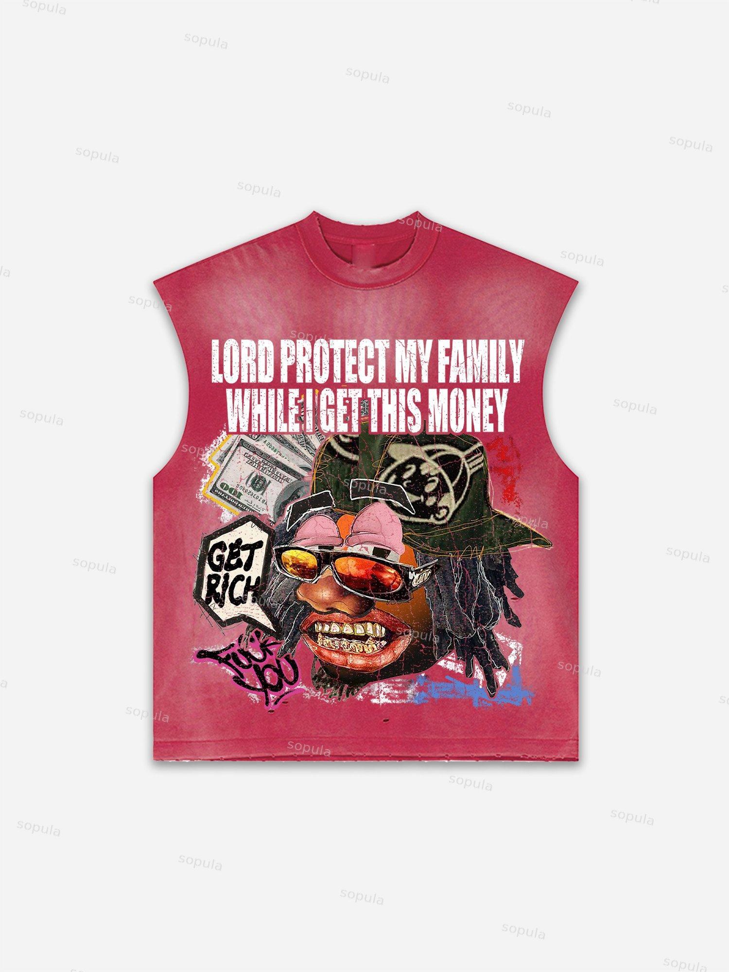 Men's Washed Casual Virtual Shadow Graphic Tank Top Product Image