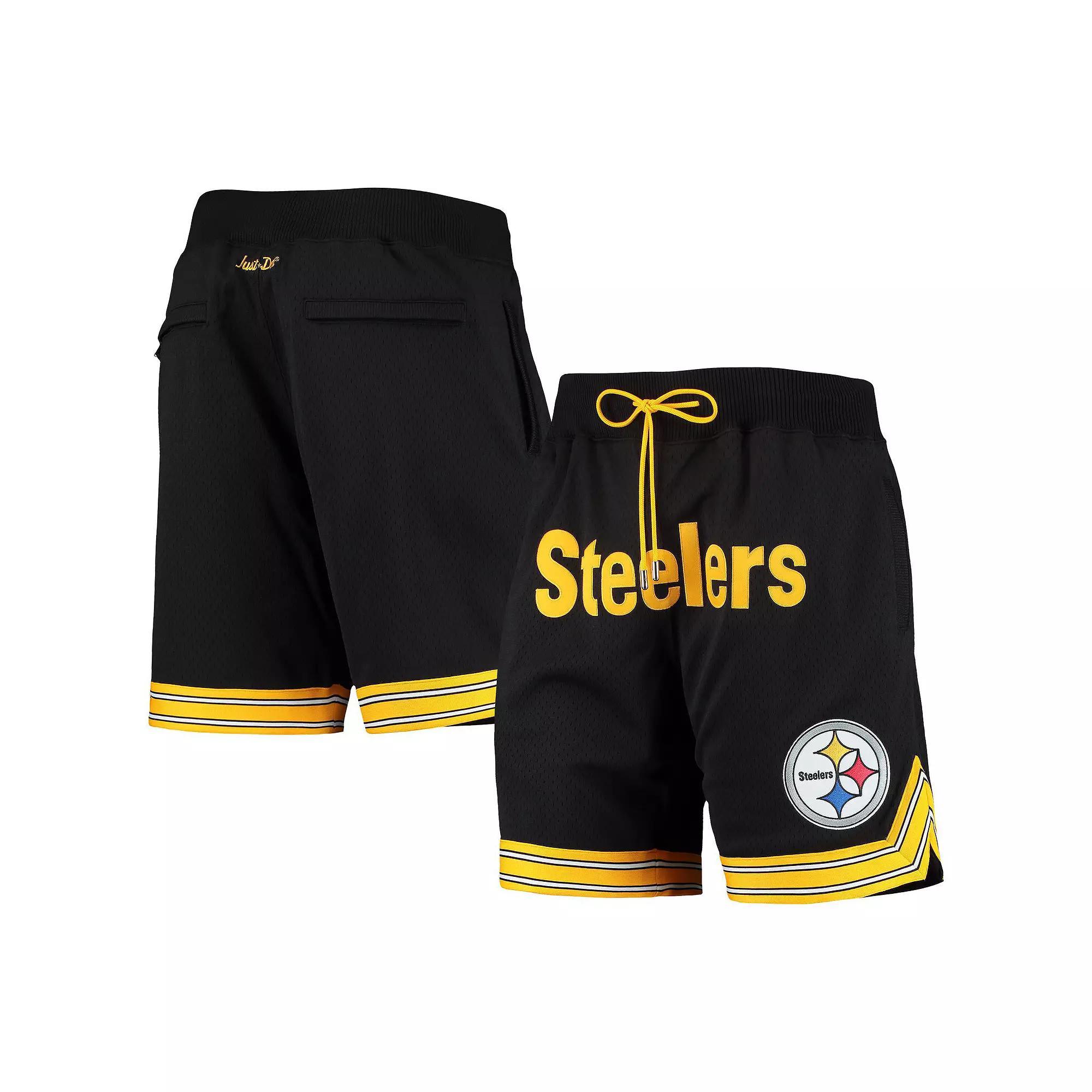 Men's Mitchell & Ness Black Pittsburgh Steelers Just Don Gold Rush Shorts, Size: Large Product Image