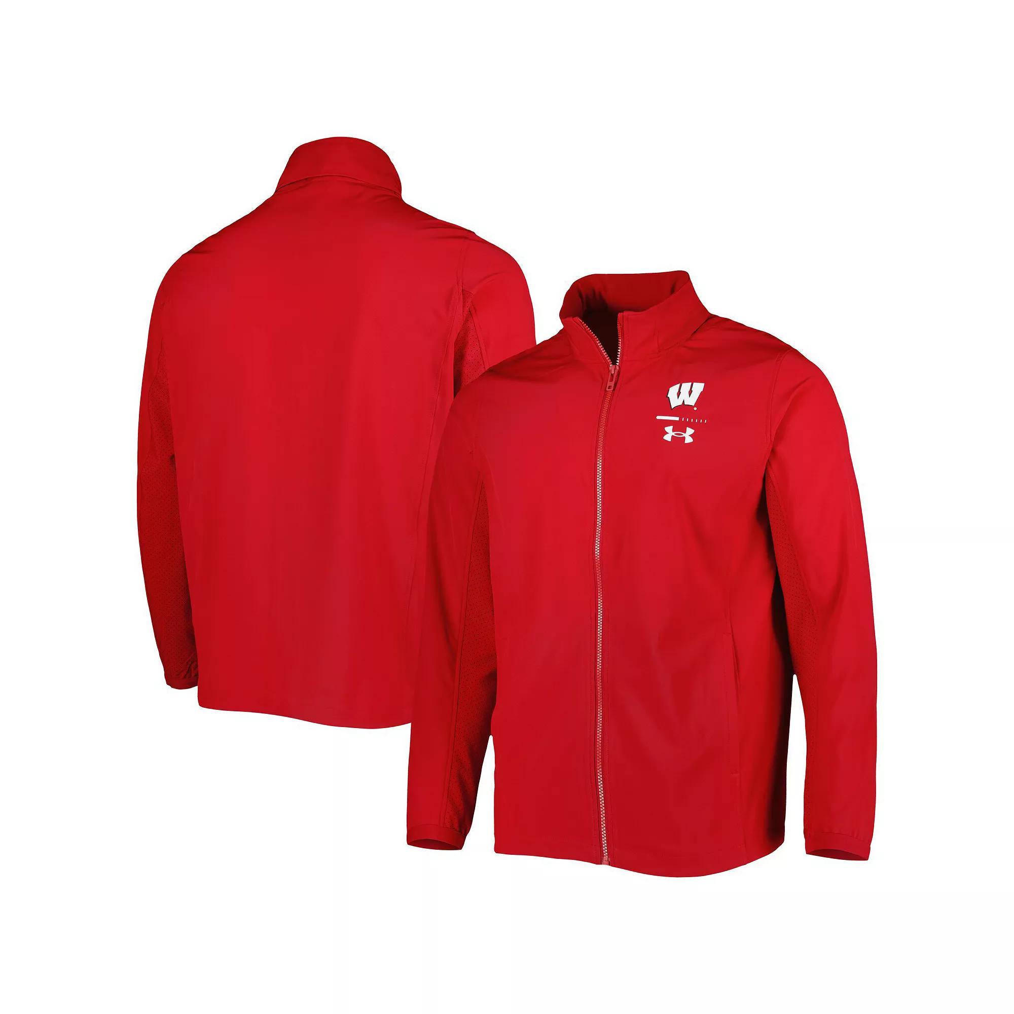Men's Under Armour Red Wisconsin Badgers Squad 3.0 Full-Zip Jacket, Size: Large Product Image