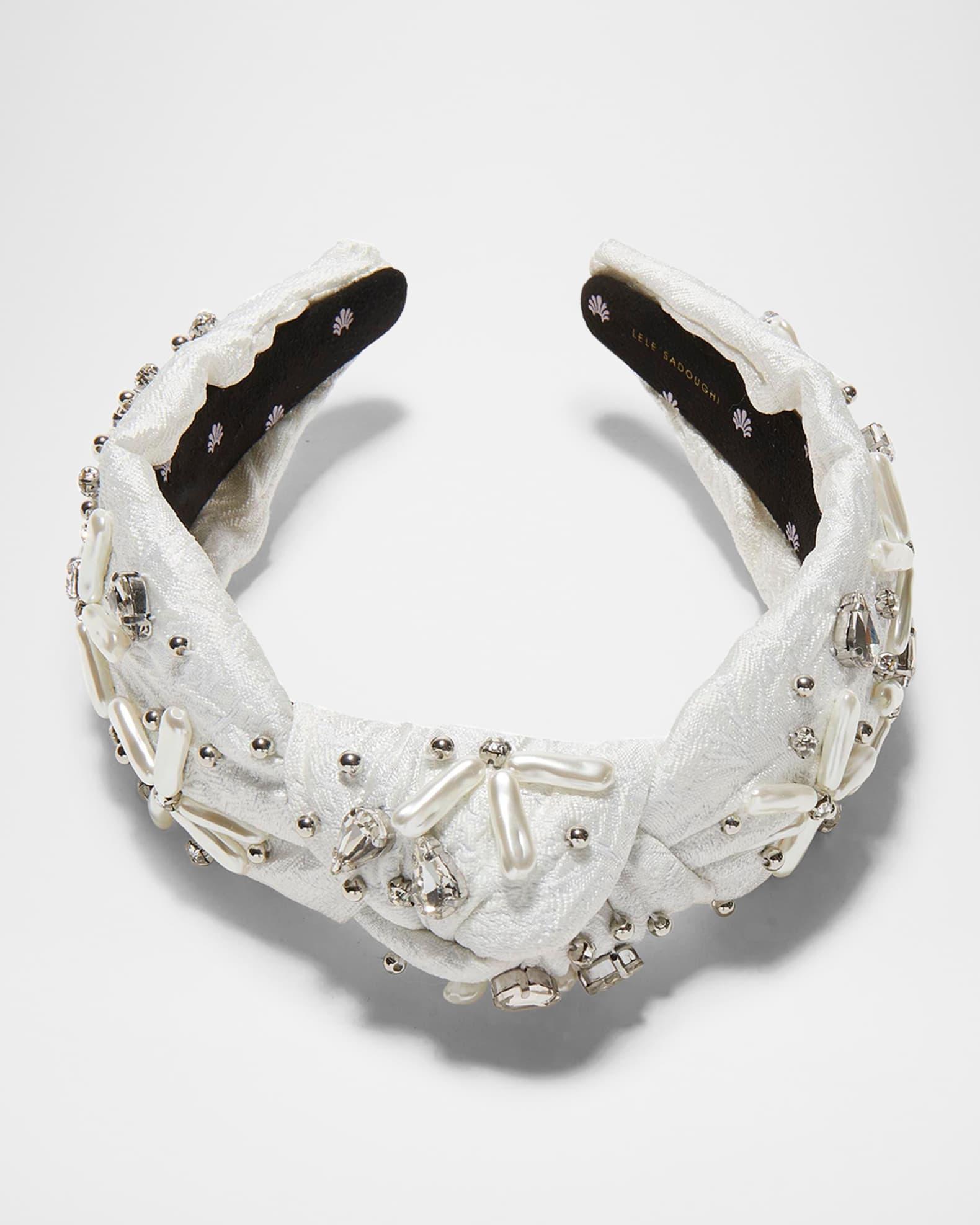 Knotted Pearl Floral Brocade Headband Product Image