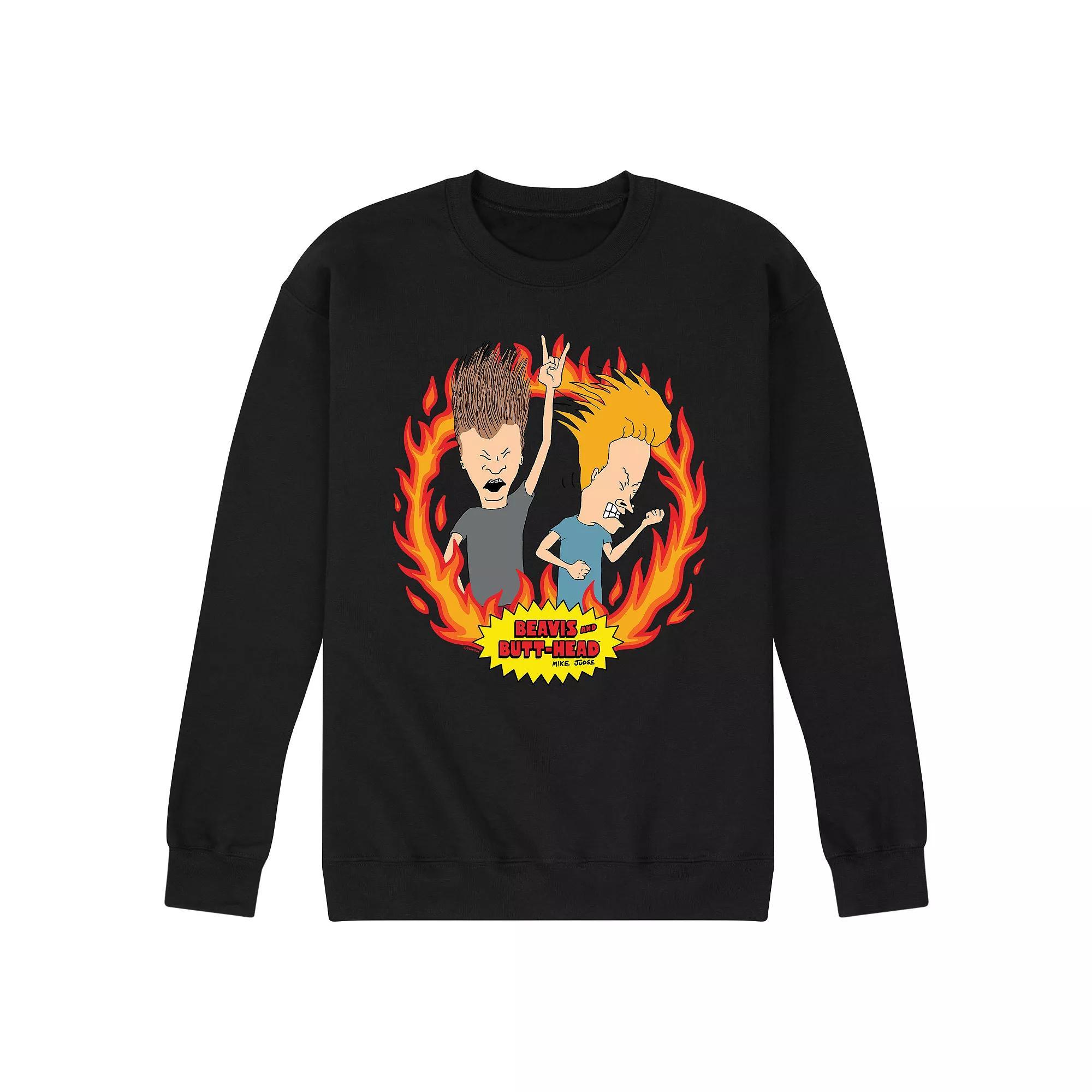 Mens Beavis And Butthead Rock Flames Sweatshirt Product Image