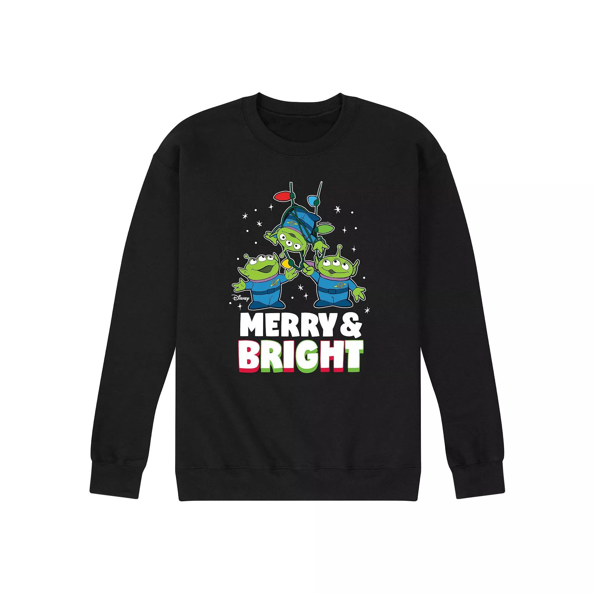 Disney / Pixars Toy Story 4 Aliens Mens Merry And Bright Fleece Sweatshirt Blue Product Image