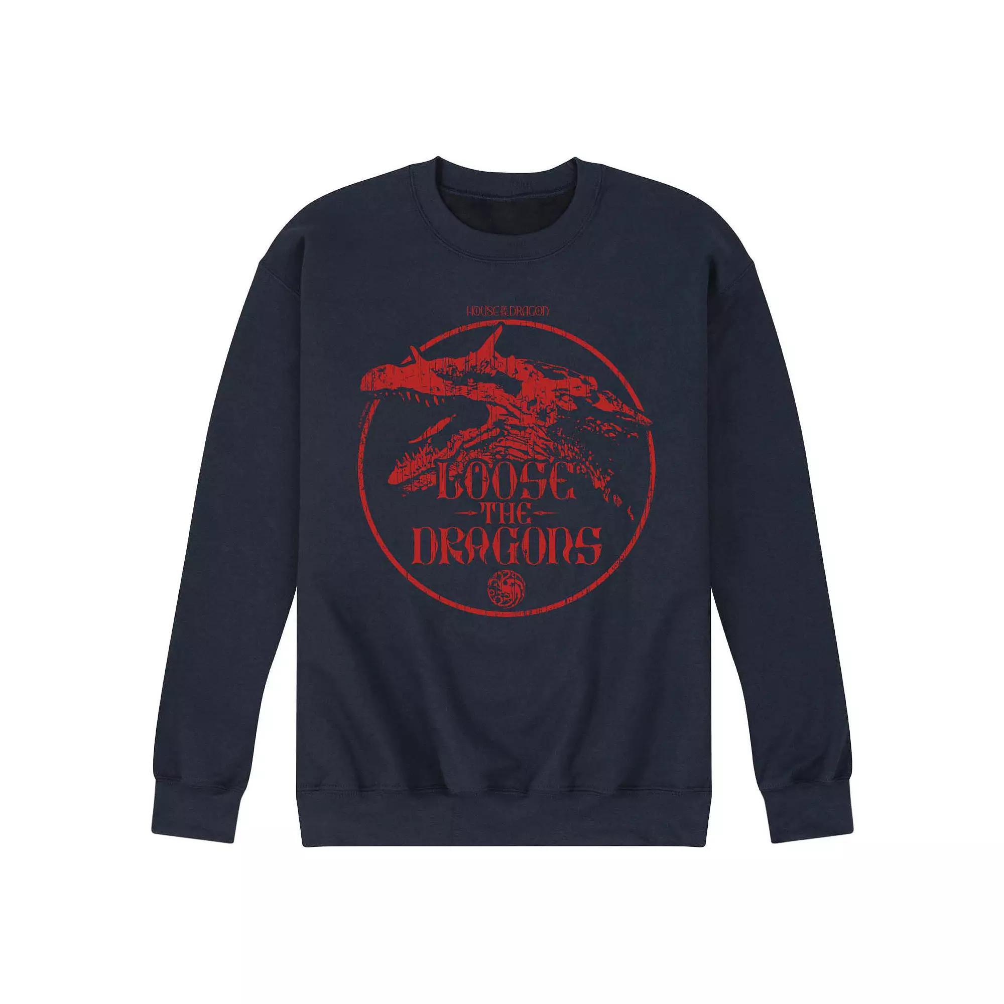 Mens House Of The Dragon Loose The Dragons Fleece Sweatshirt Blue Product Image