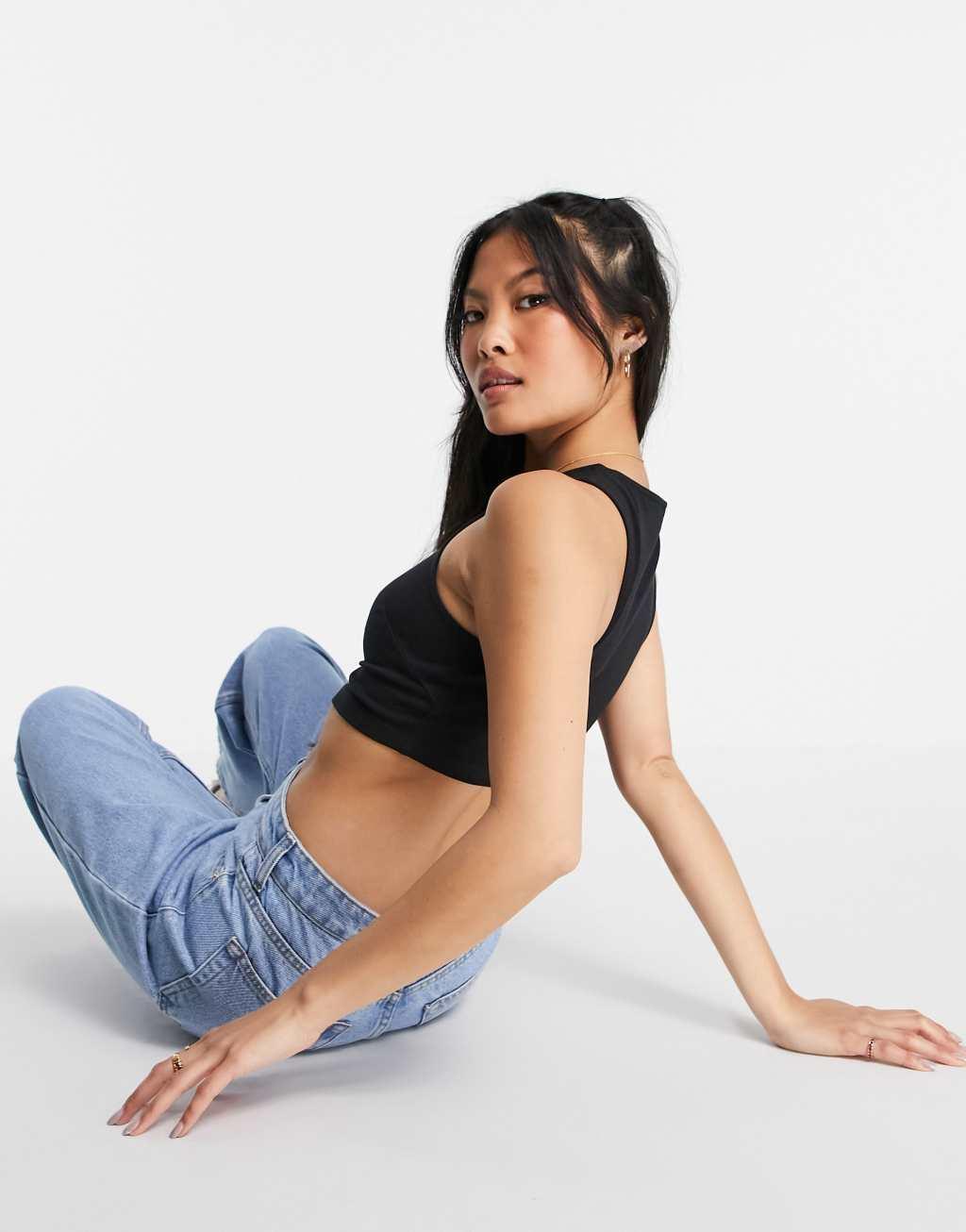 ASOS DESIGN Petite high neck super crop tank Product Image