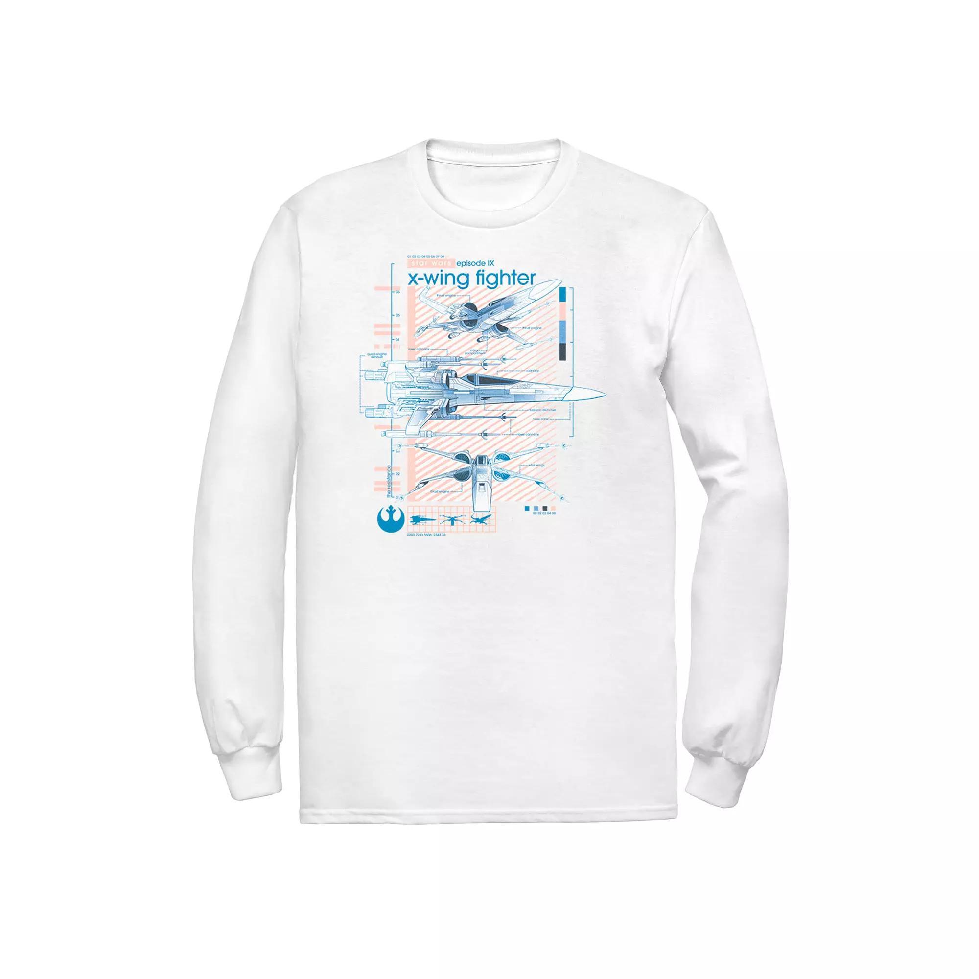 Men's Star Wars The Rise of Skywalker X-Wing Details Long Sleeve Graphic Tee, Size: Small, White Product Image