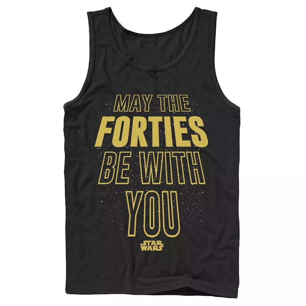 Mens Star Wars May The Forties Be With You Text Scroll Tank Top Product Image