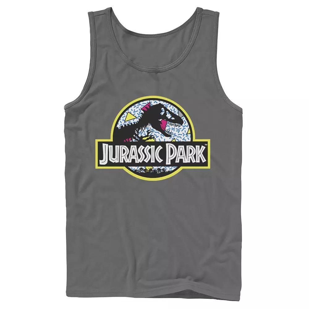 Men's Jurassic Park Blue Retro Classic Icon Tank Top, Size: XL, Grey Product Image