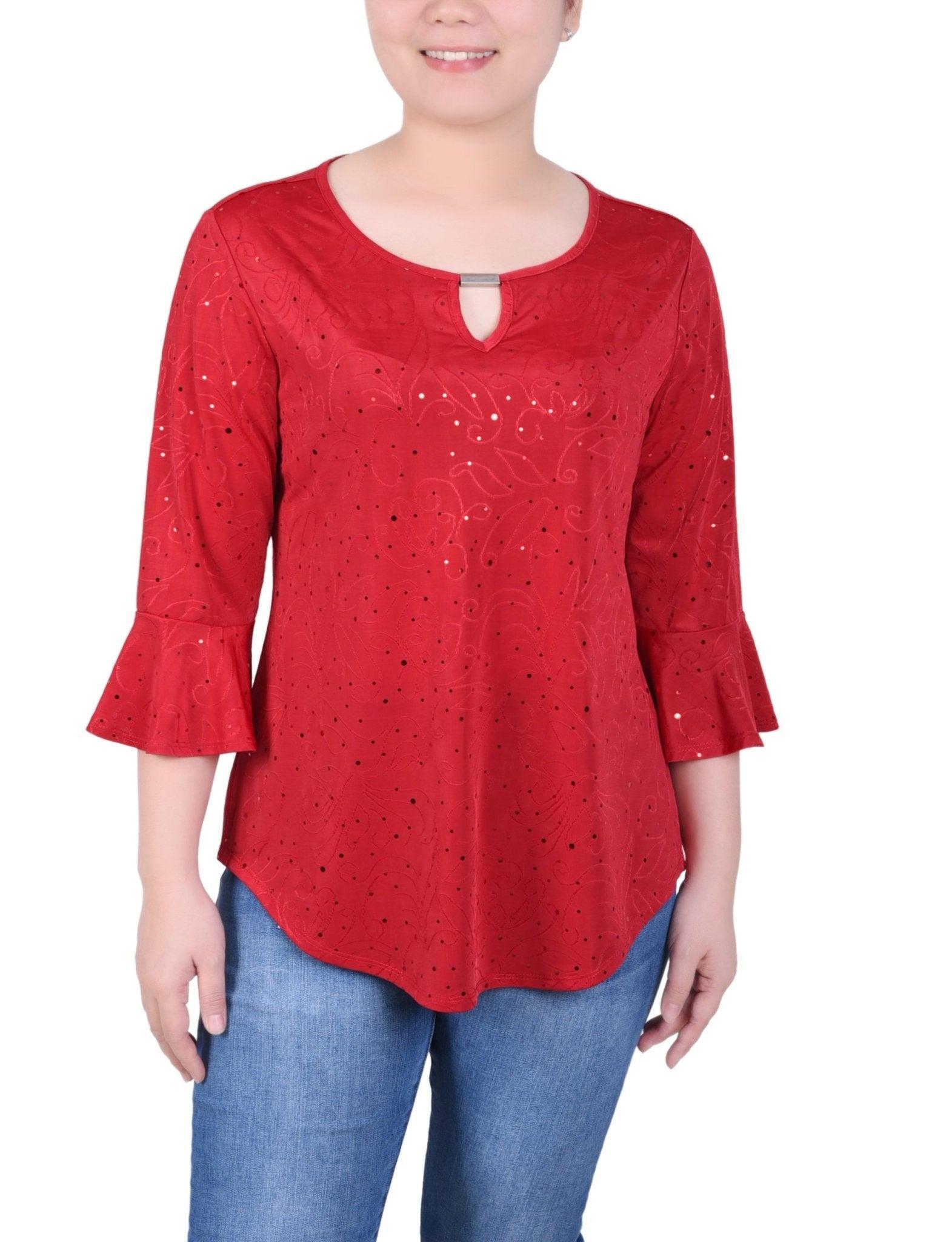 3/4 Length Bell Sleeve Top - Petite Product Image