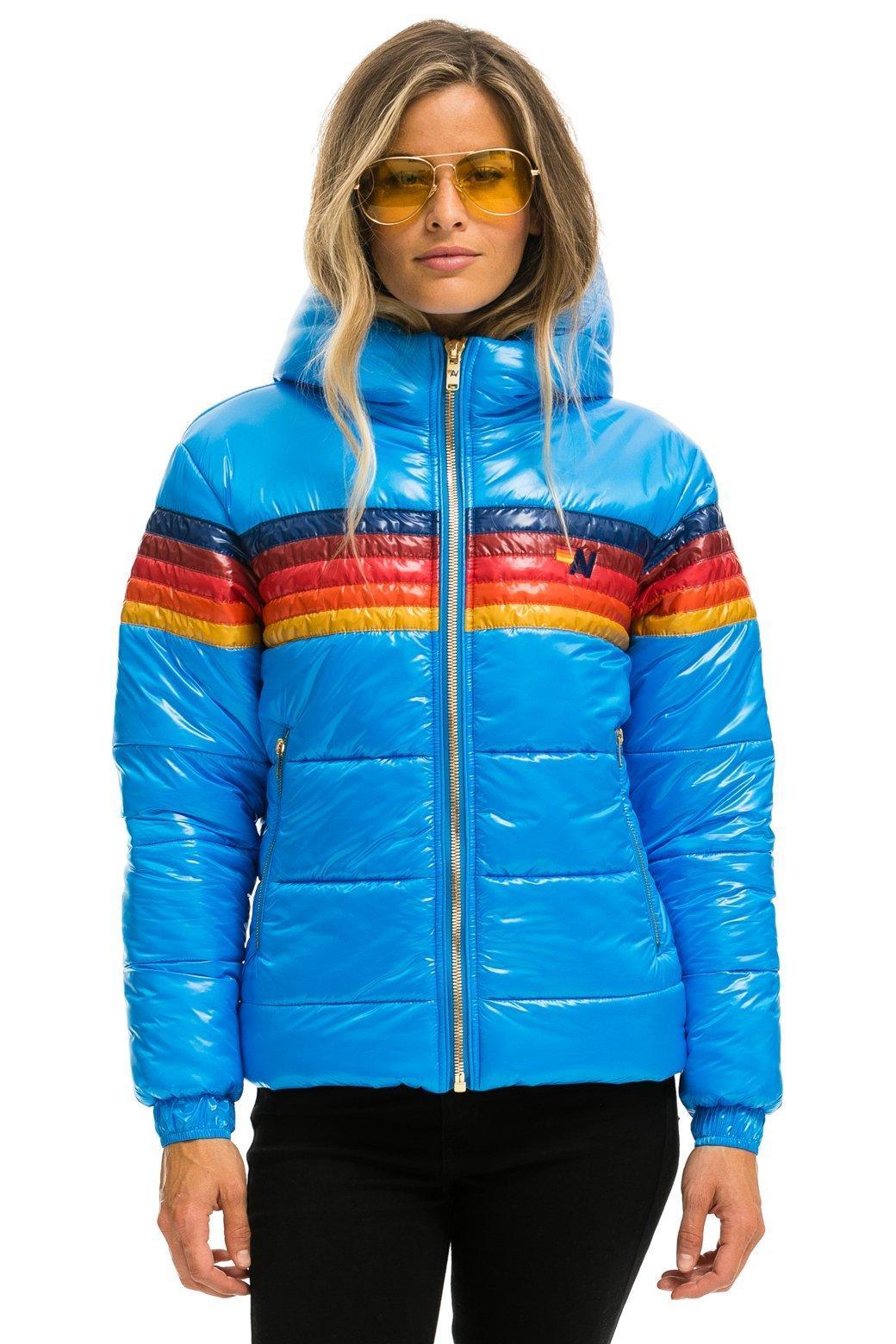 5 STRIPE LUXE TREKKER JACKET - GLOSSY BLUE Female Product Image
