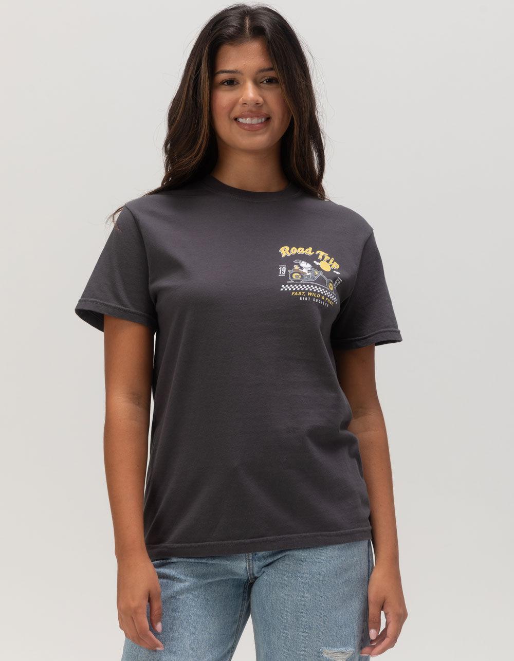 RIOT SOCIETY x Peanuts Road Trip Womens Tee - OFF-BLACK Product Image