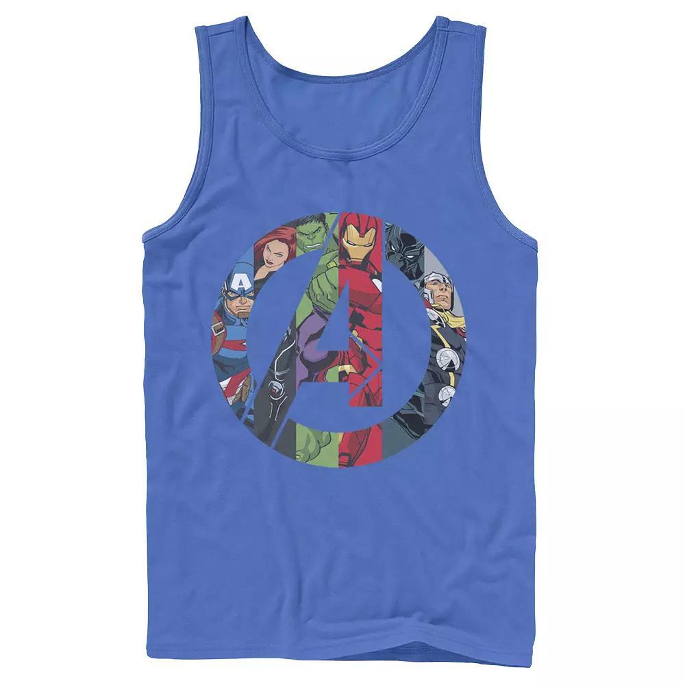 Men's Marvel Avengers Group Shot Comic Fill Logo Tank Top, Size: XL, Black Product Image