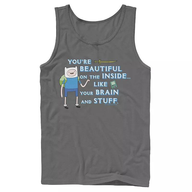 Men's Adventure Time Finn You're Beautiful On The Inside Portrait Tank Top, Size: Large, White Product Image