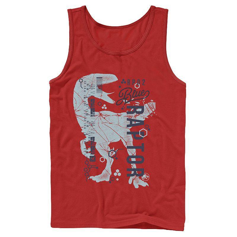 Men's Jurassic World Two Blue Raptor DNA Code Silhouette Tank Top, Size: XL, Grey Product Image