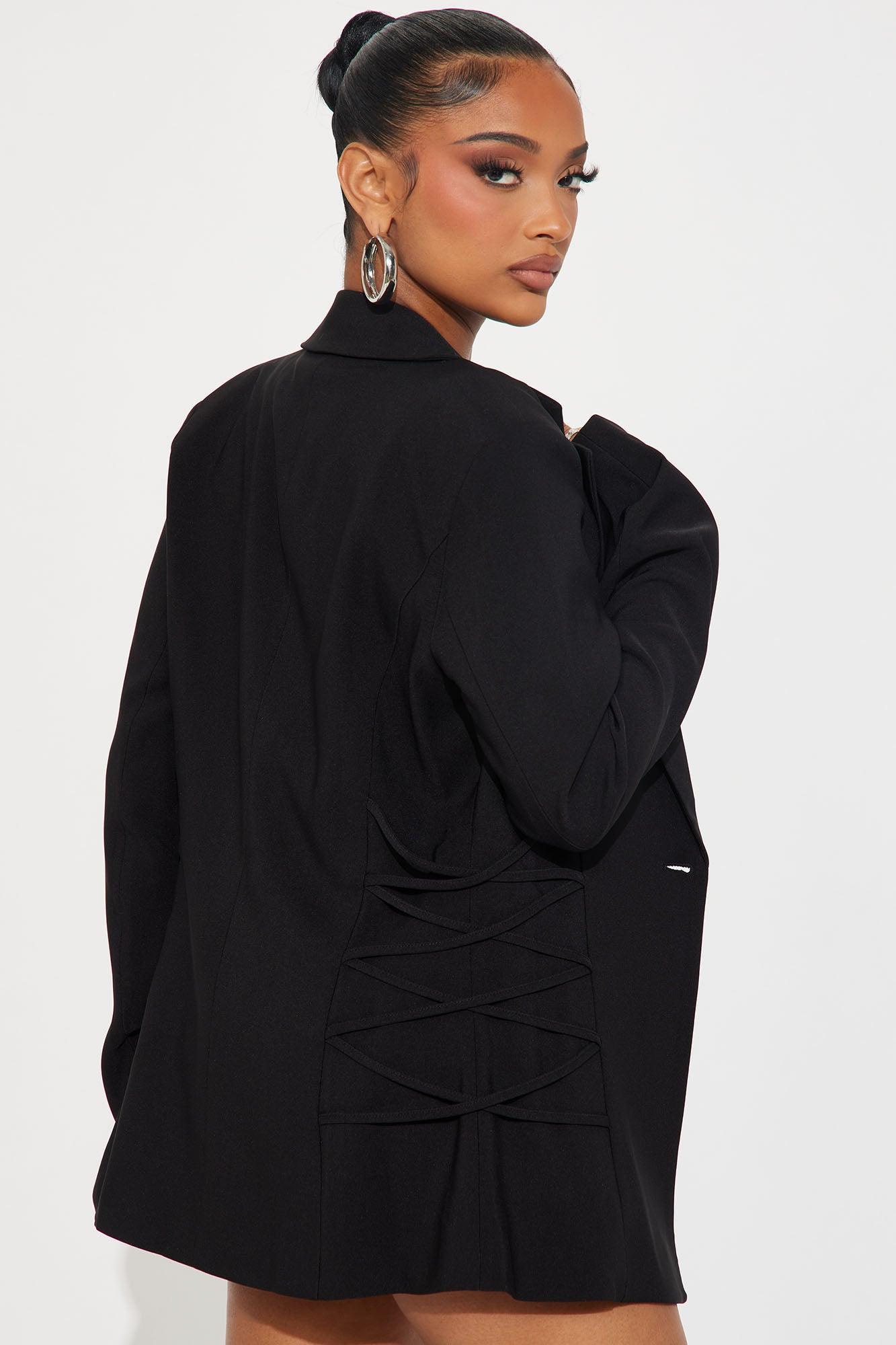 Camille Lace Up Blazer - Black Product Image