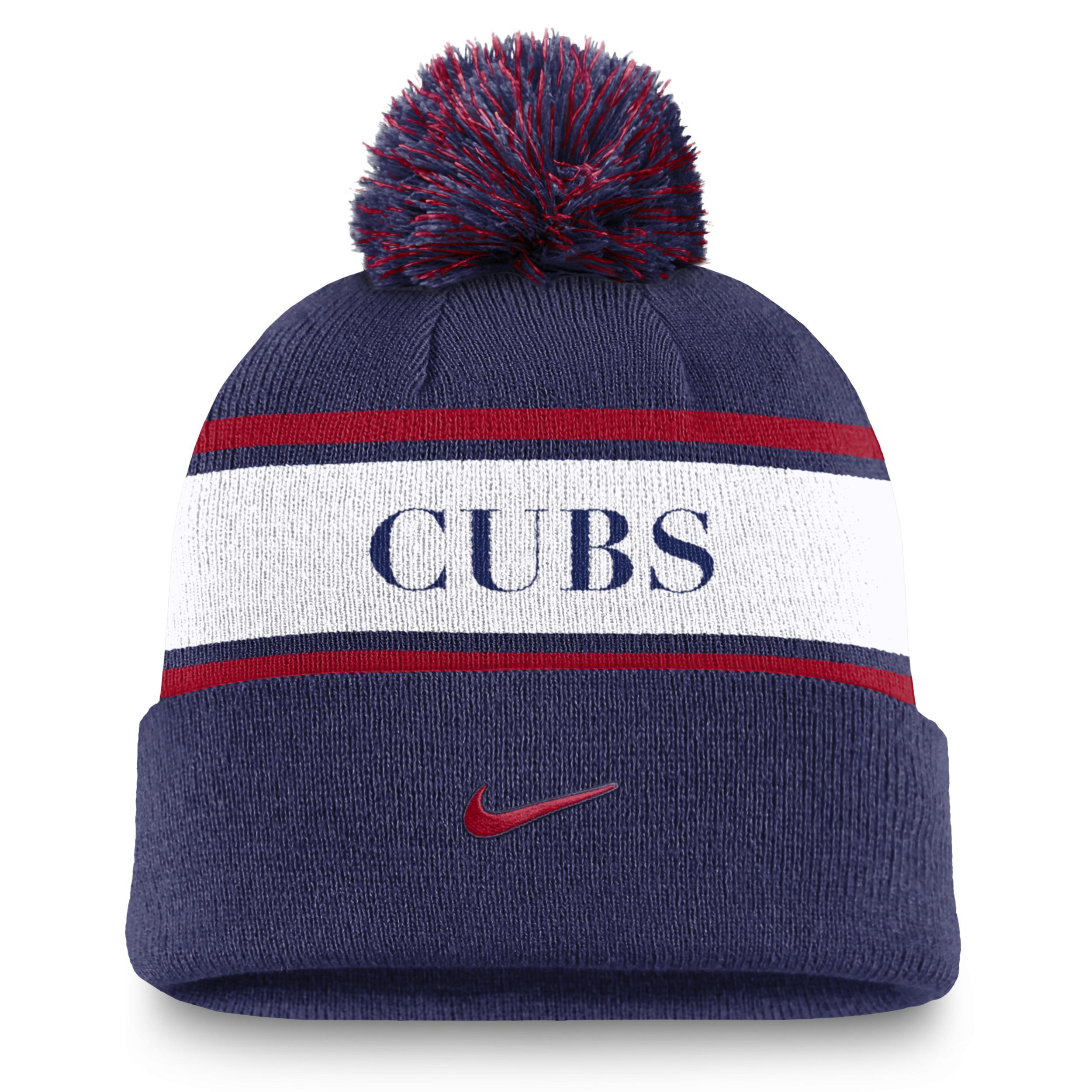 Boston Red Sox Team Stripe Peak Men's Nike MLB Cuffed Pom Beanie Product Image
