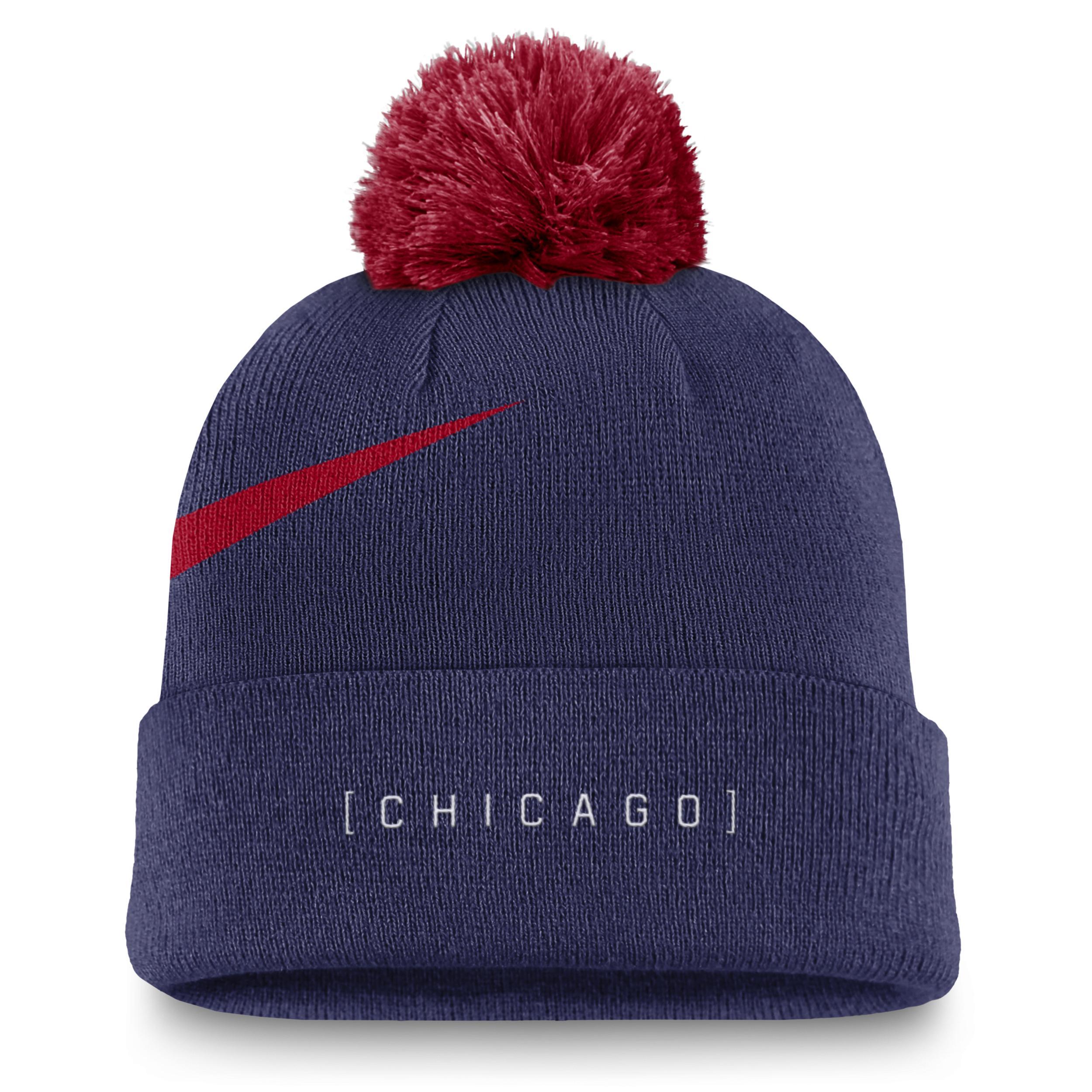 Chicago Cubs Peak Nike Mens MLB Cuffed Pom Beanie Product Image