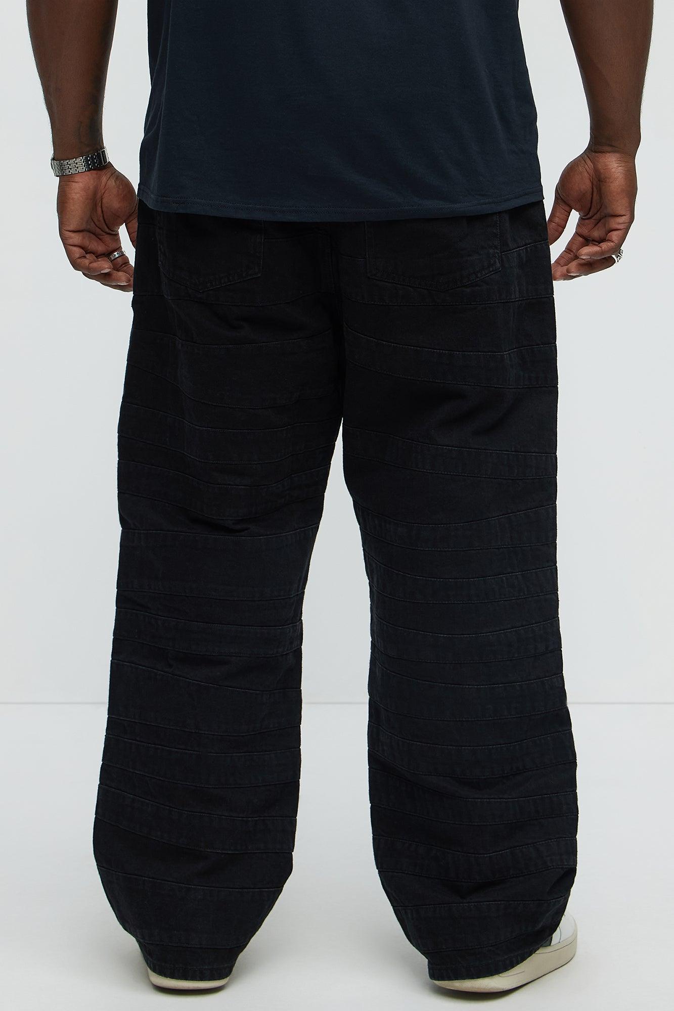 Baggy Layered Paneled Jeans - Black Product Image