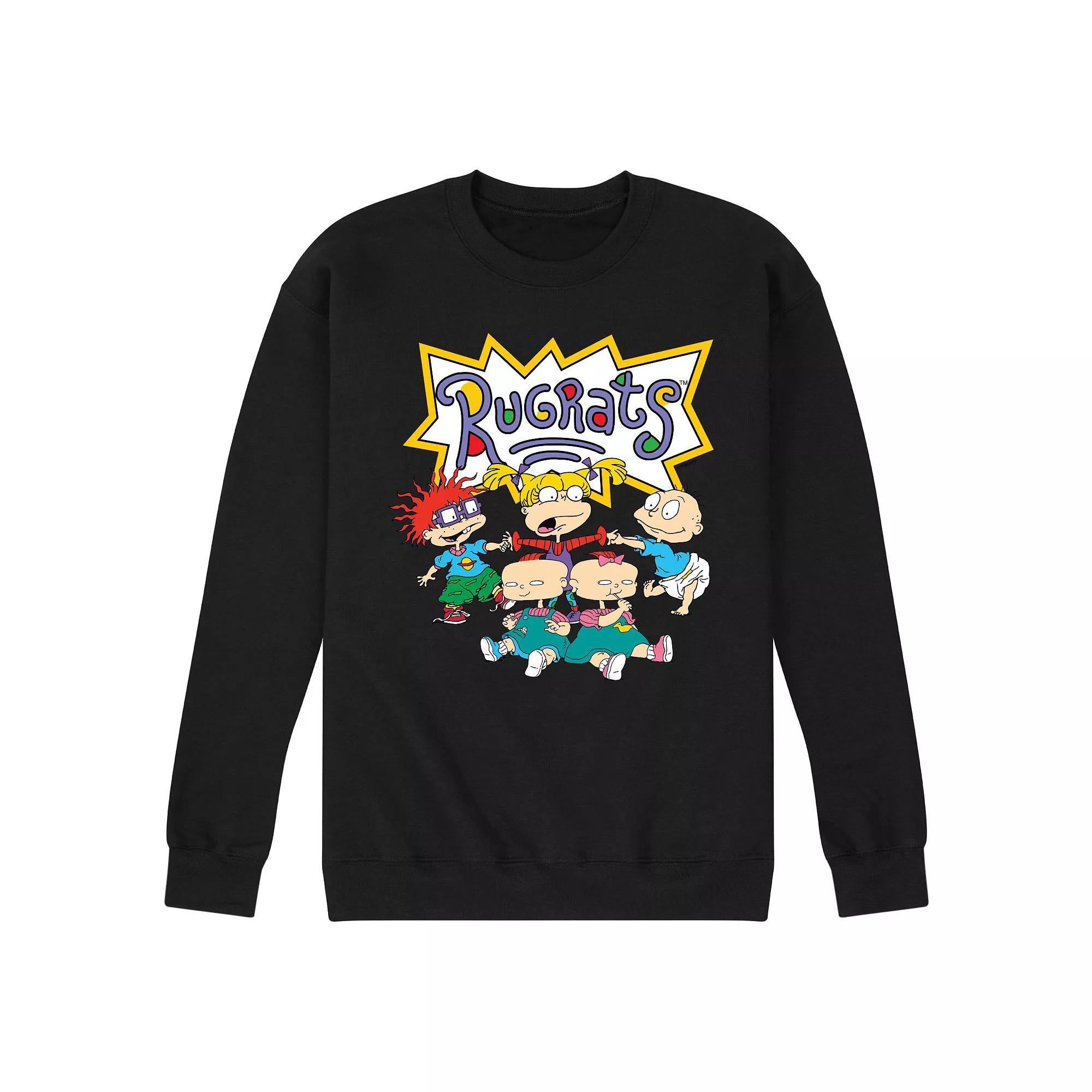 Mens Rugrats Group Shot Fleece Sweatshirt Grey Gray Product Image